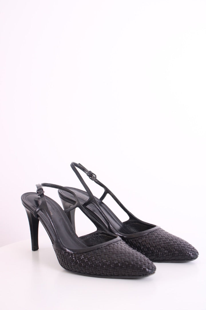 Bottega Veneta Slingback Woven Heels Black 39
