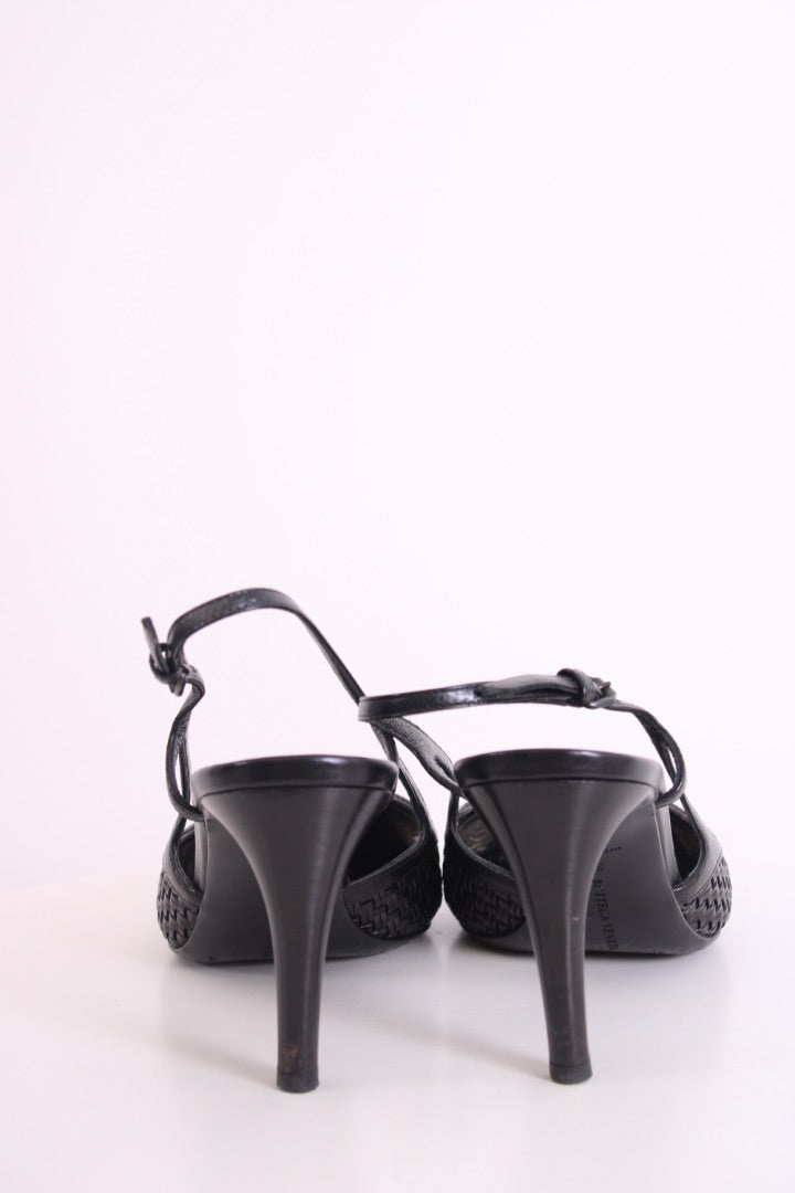 Bottega Veneta Slingback Woven Heels Black 39