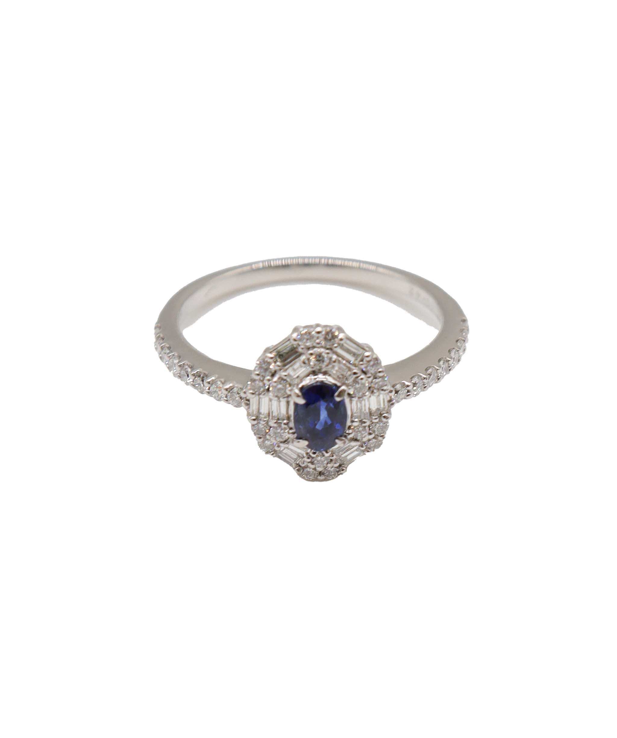 12.5 Sapphire 0.42ct Diamond 0.43ct Platinum Ring - DXBS1002