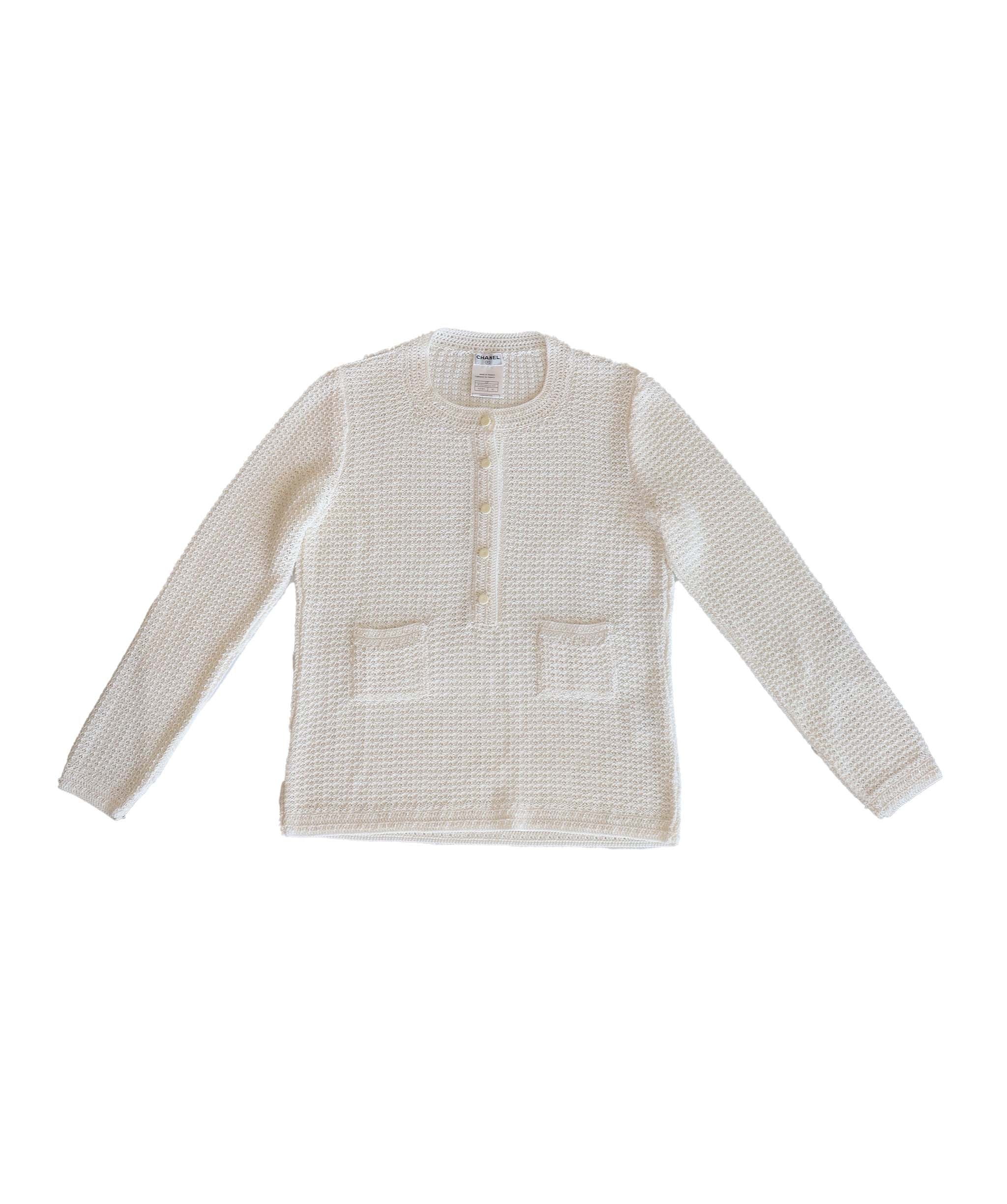 Chanel Crochet Knit Sweater White - DXBS0858