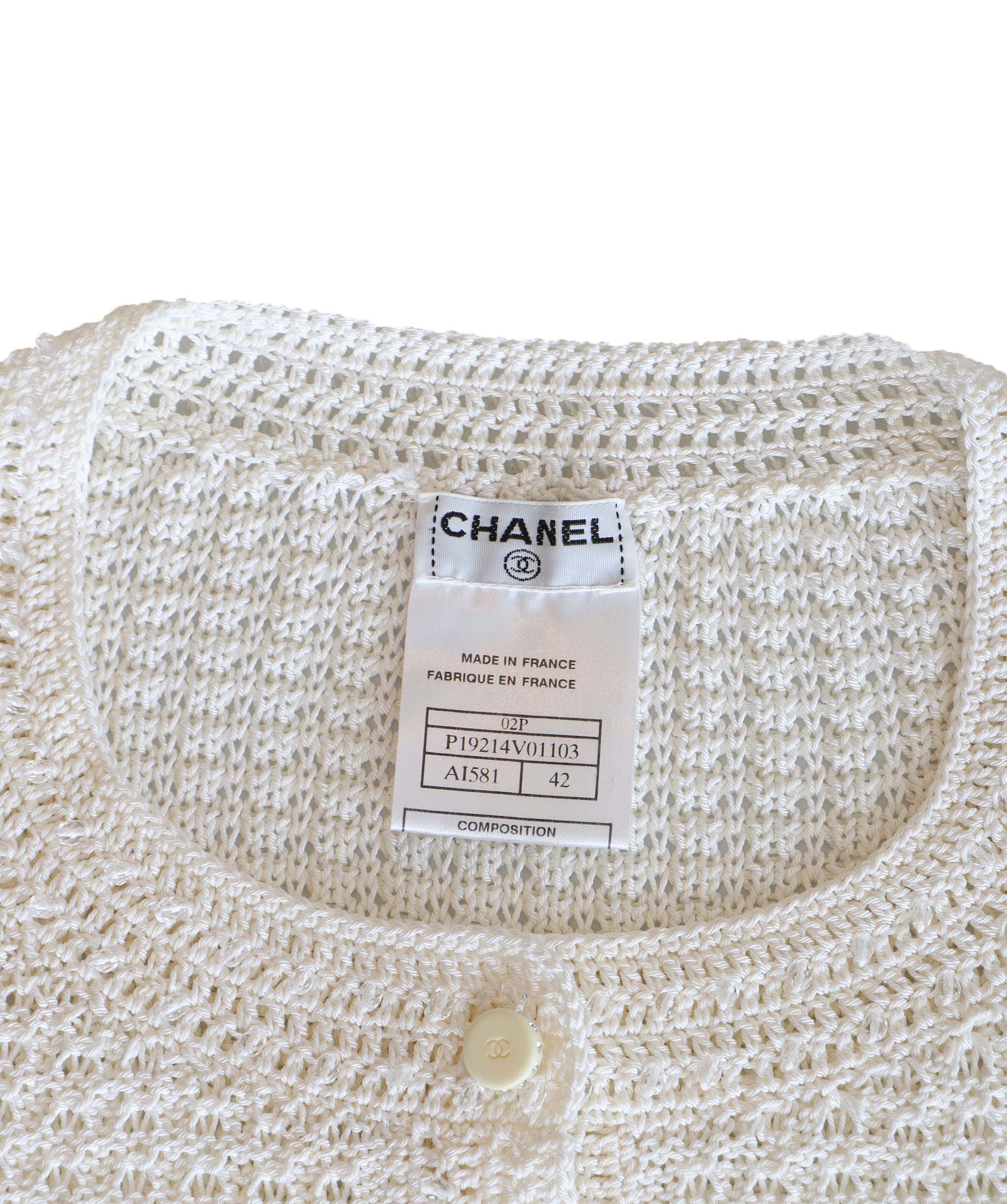 Chanel Crochet Knit Sweater White - DXBS0858