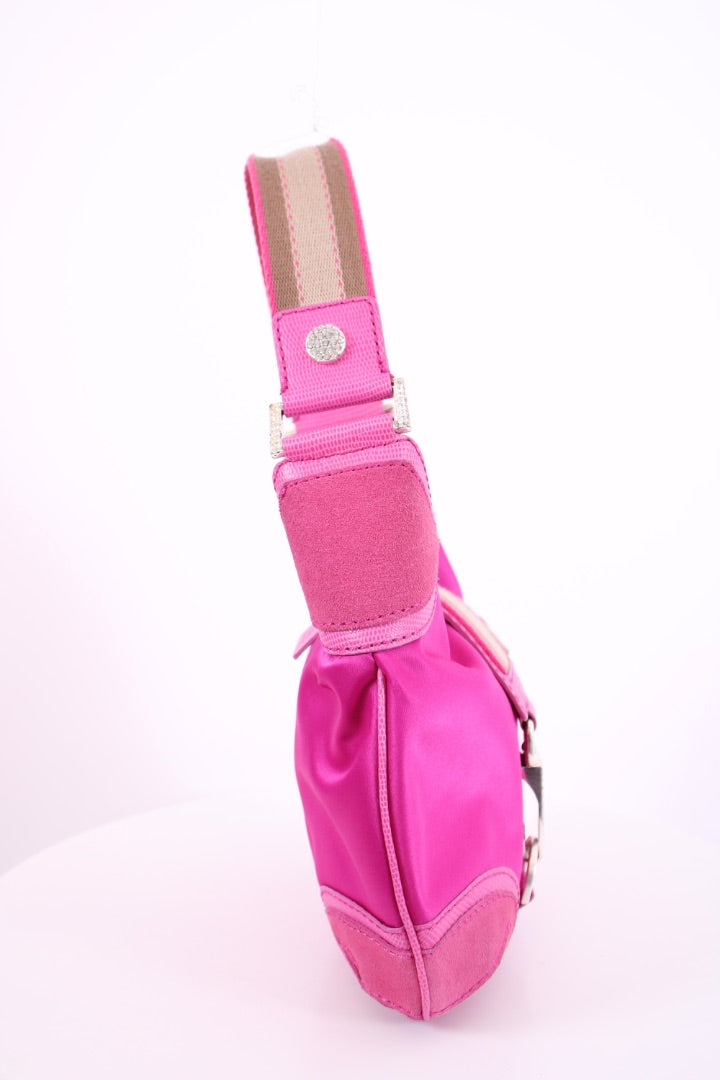 Michael Kors Fuscia silk and diamante mini shoulder bag Pink