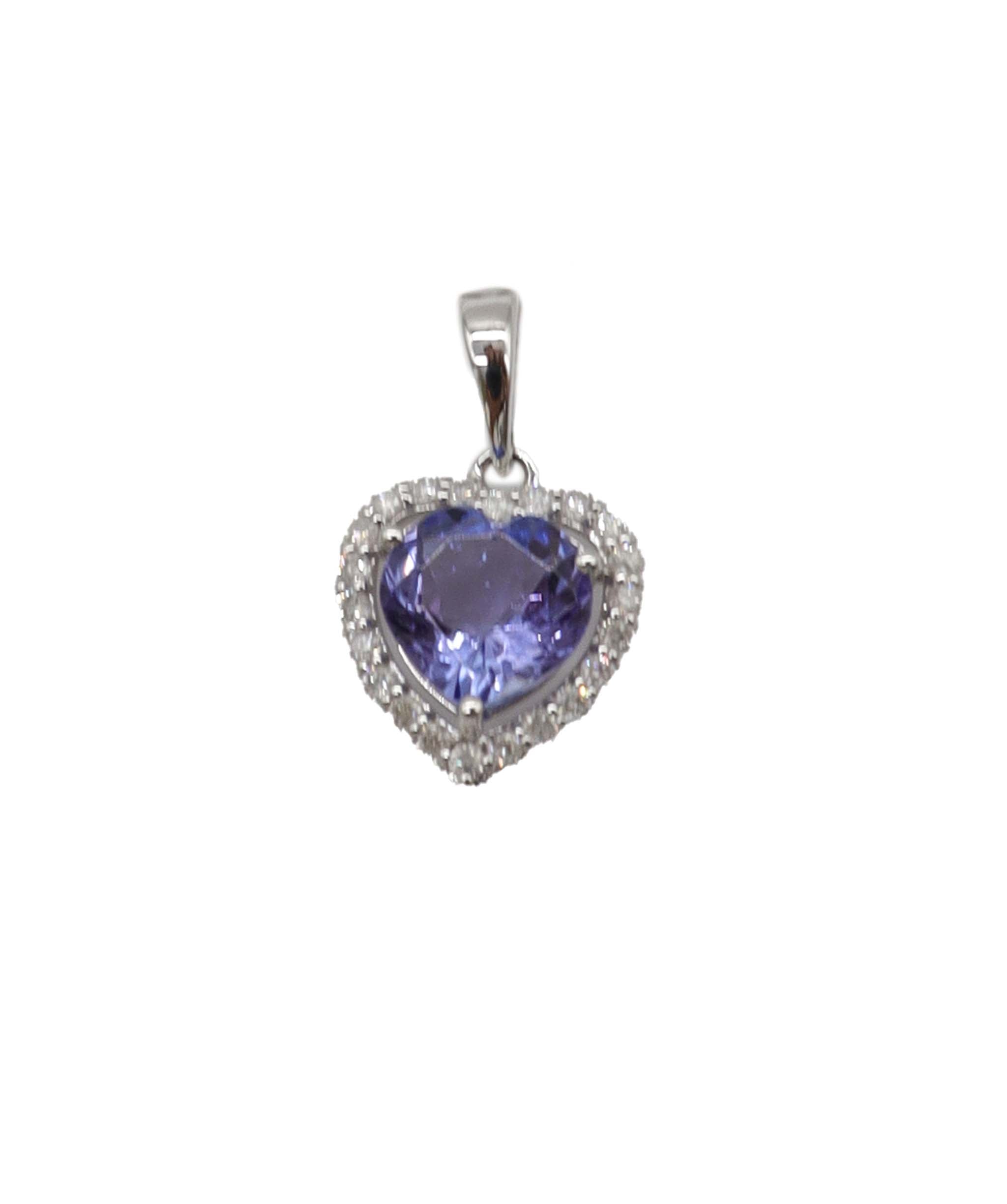 Tanzanite halo heart WG pedant 1.2cct  DXBS0907