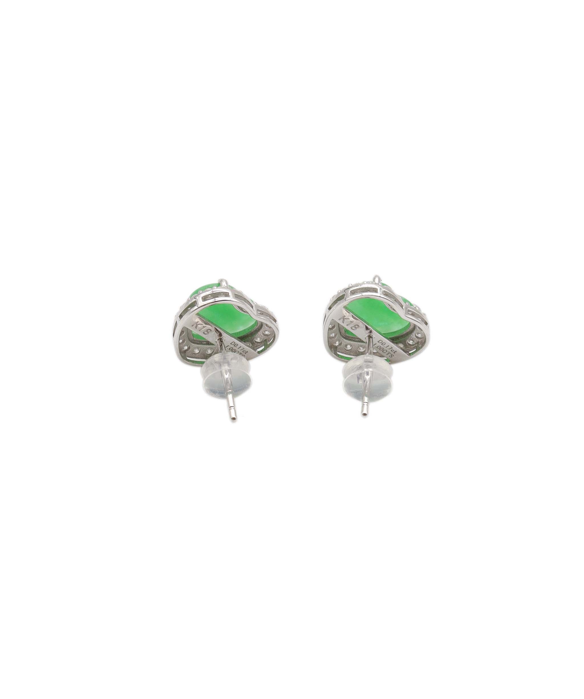 Jade Heart halo earrings WG2ct DXBS0912