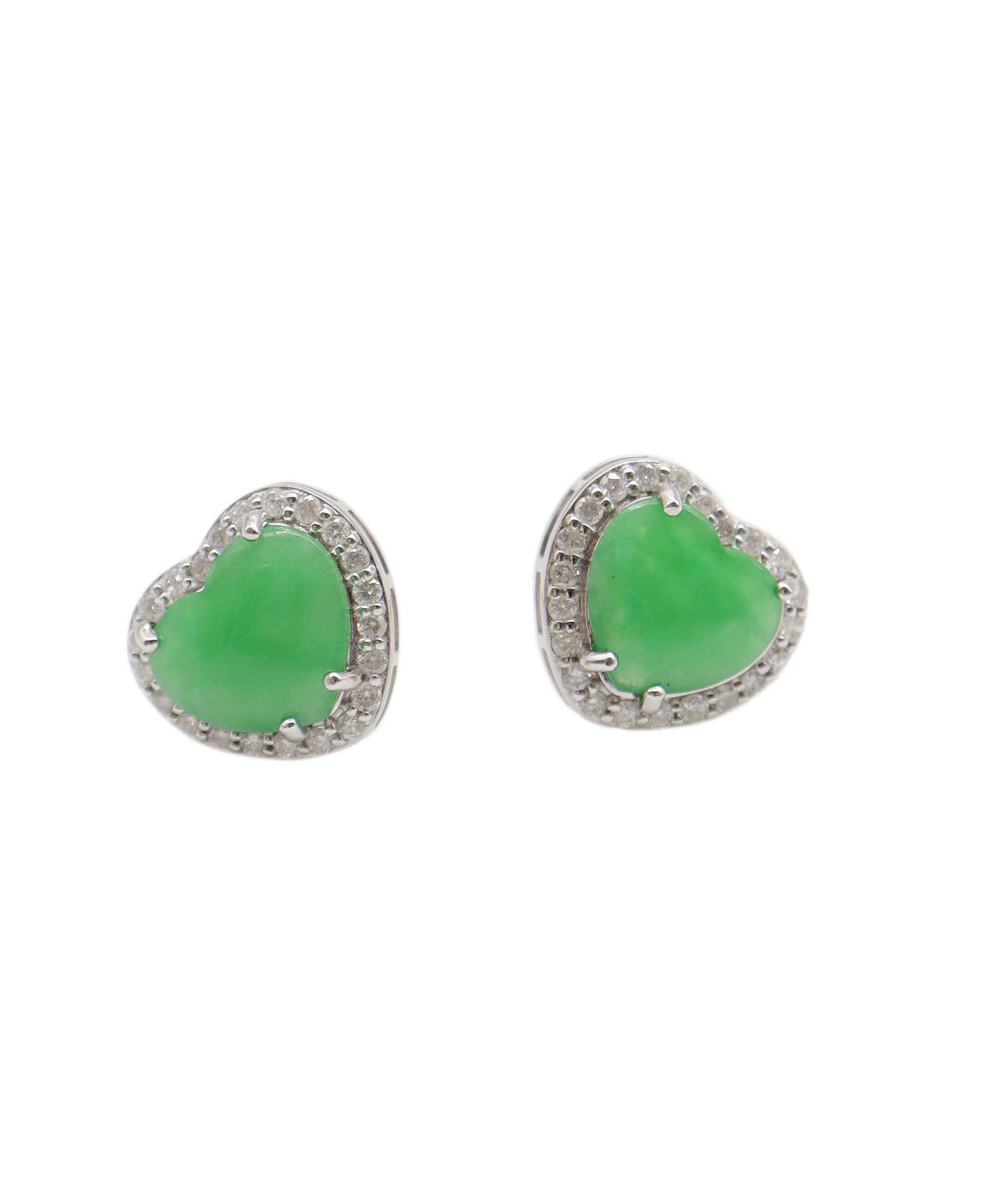 Jade Heart halo earrings WG2ct DXBS0912