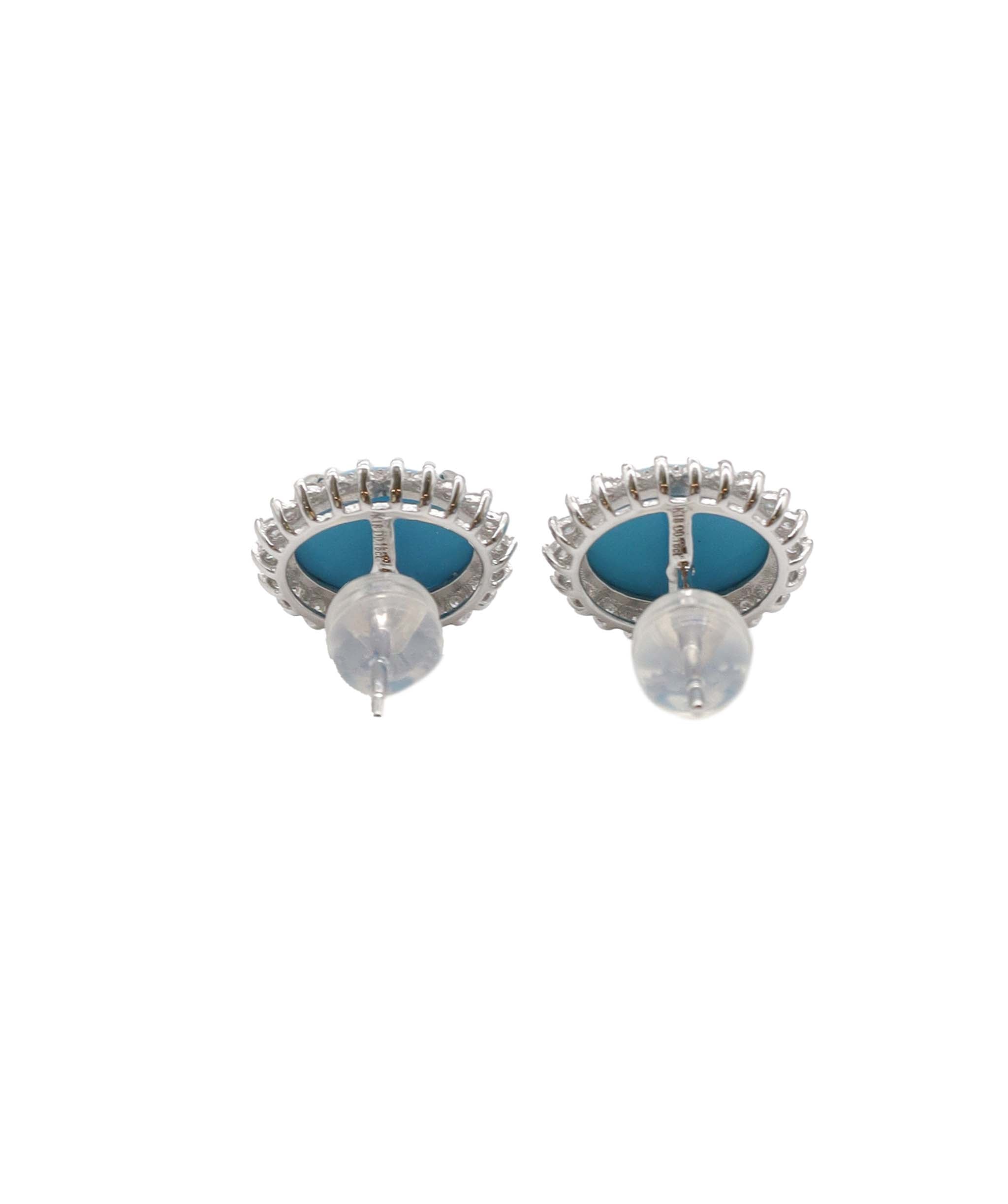 Turquoise Oval halo earrings 3.8ct WG DXBS0908