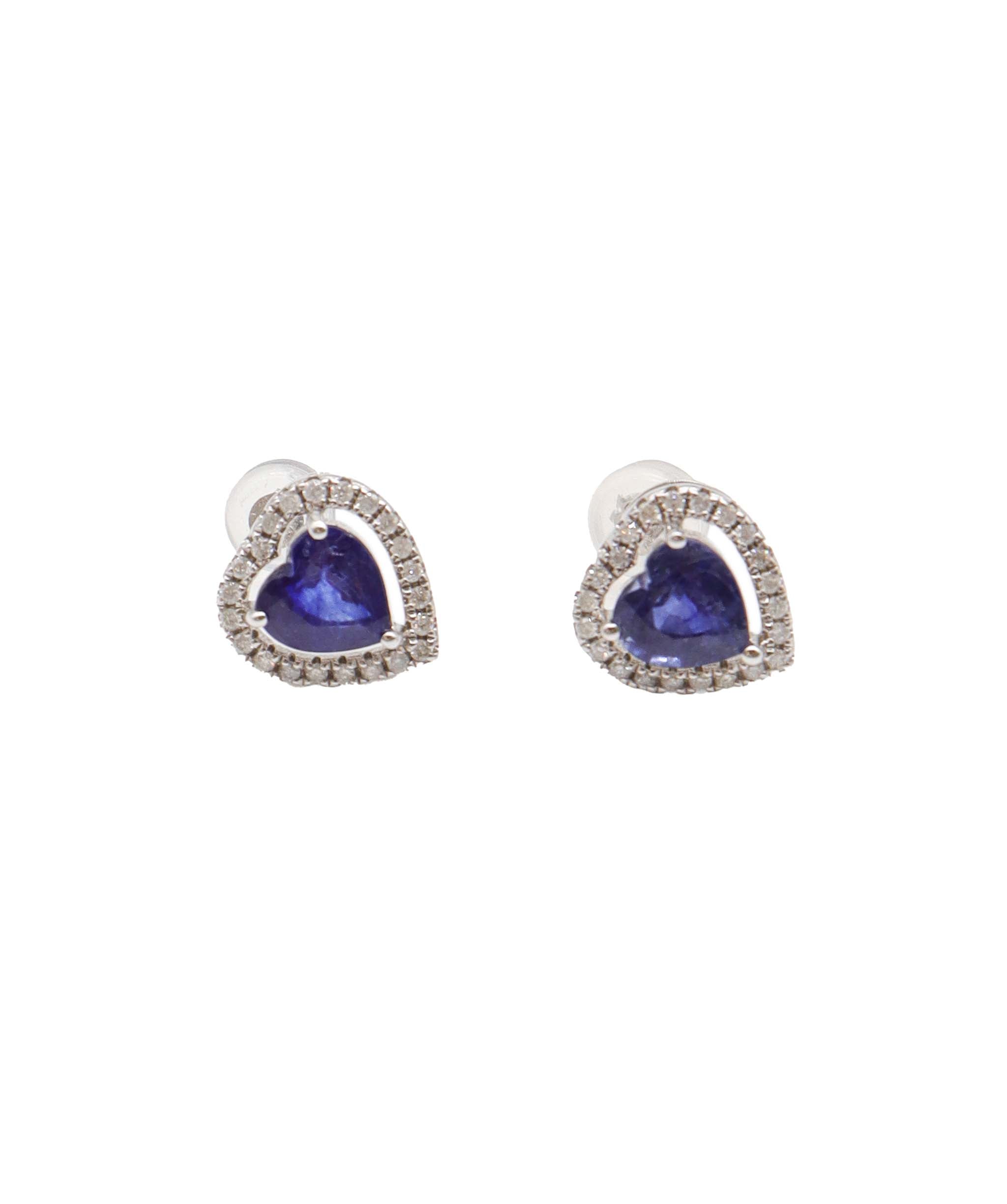 Sapphire halo heart earrings 2ct WG DXBS0916