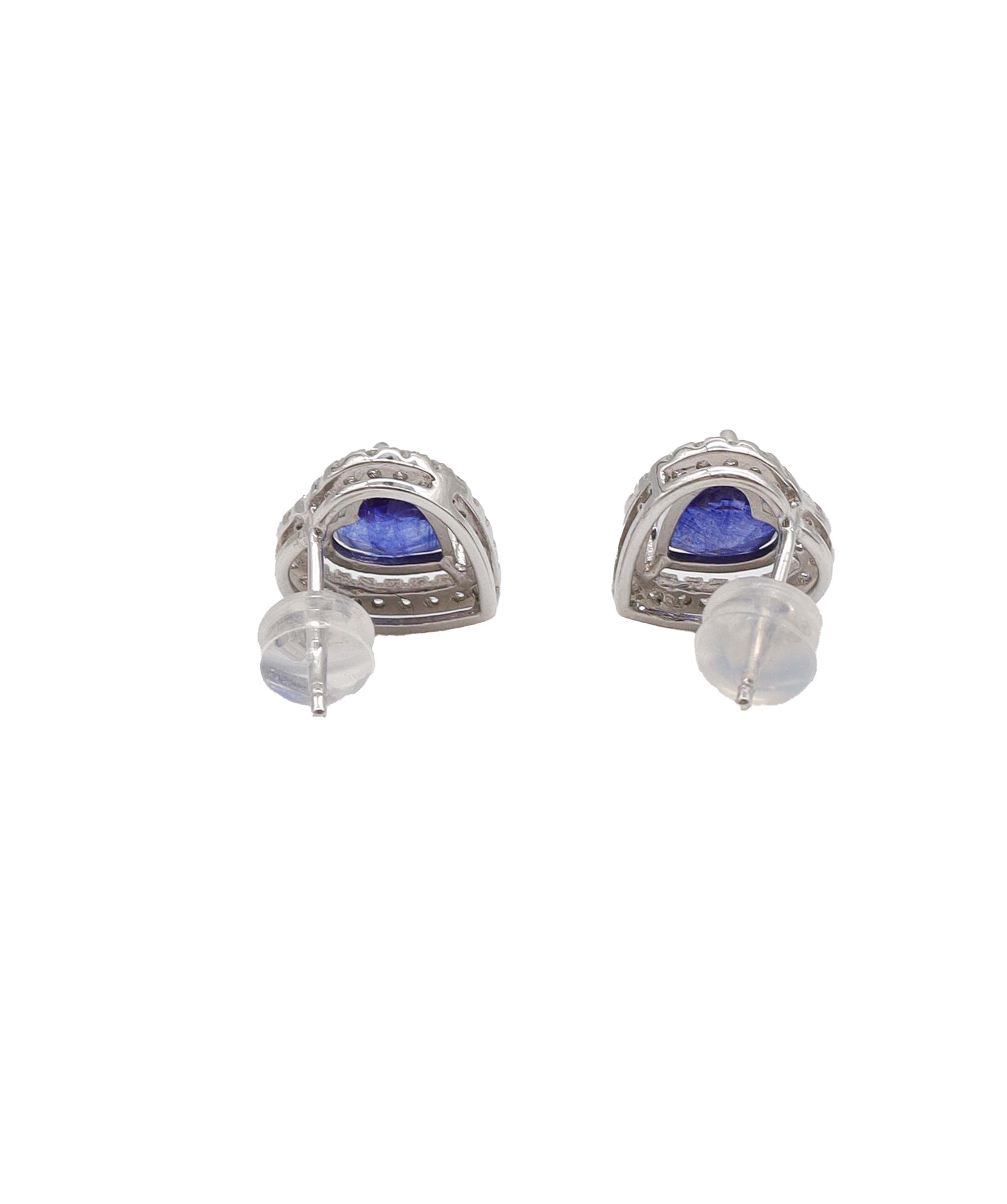 Sapphire halo heart earrings 2ct WG DXBS0916