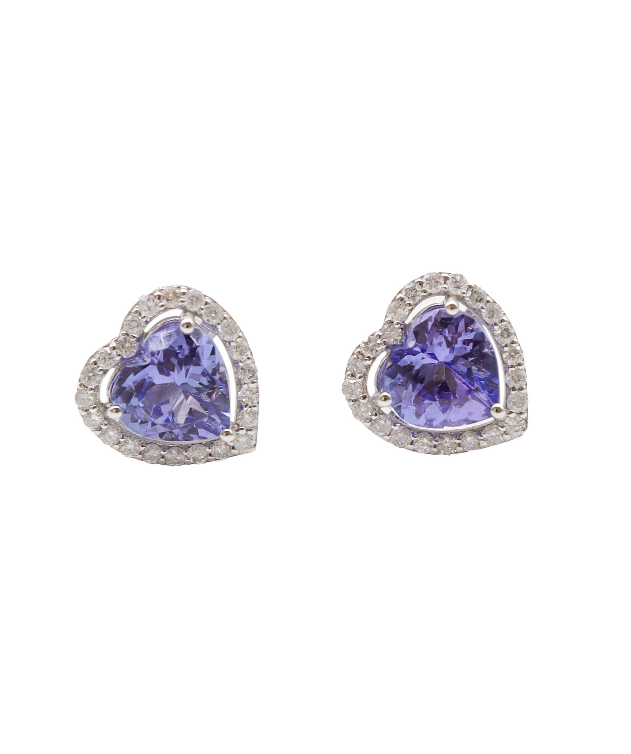 Taanzanite halo heart WG earrings 2.4ct DXBS0906