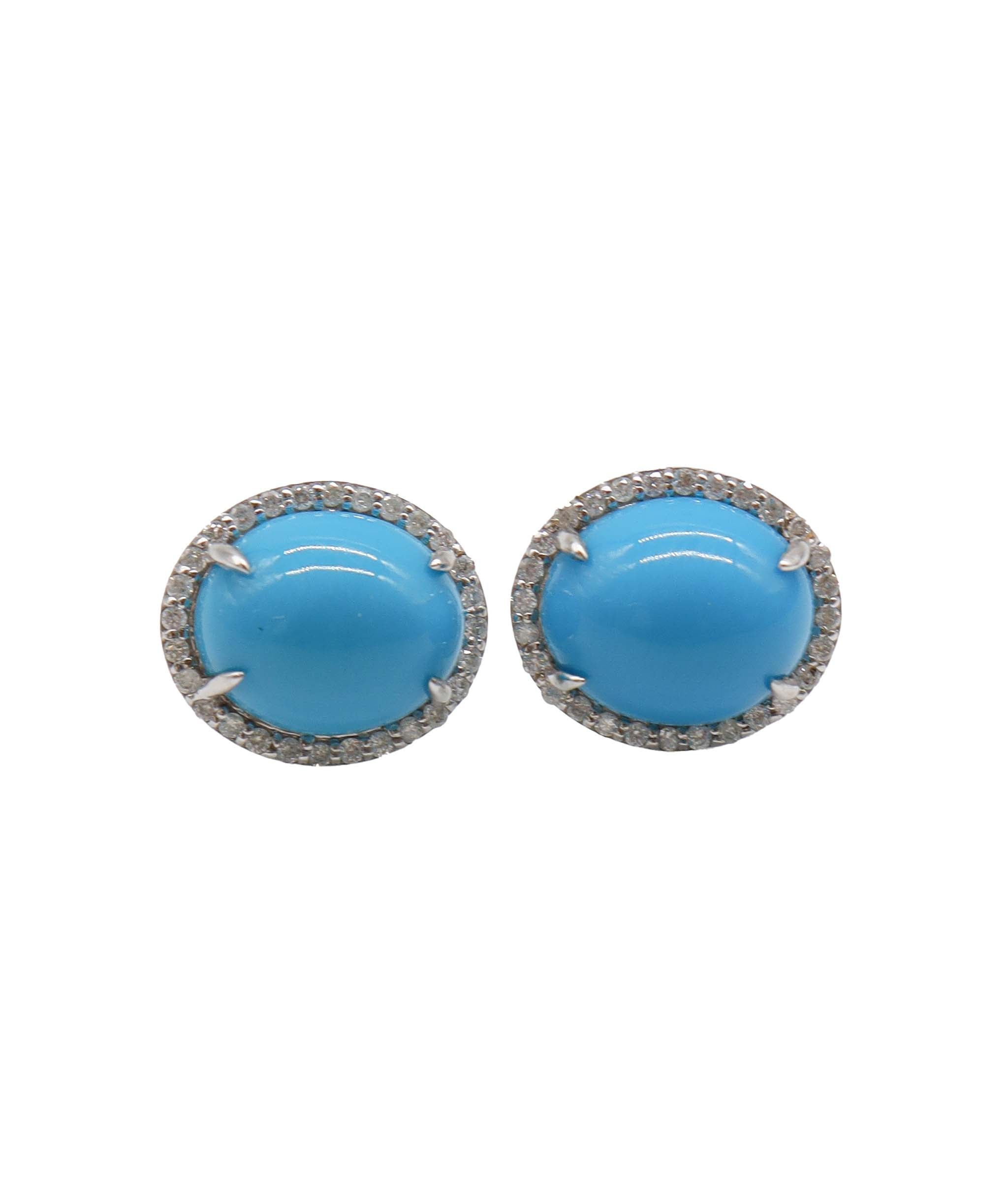 Turquoise Oval halo earrings WG 6.4ct  DXBS0910