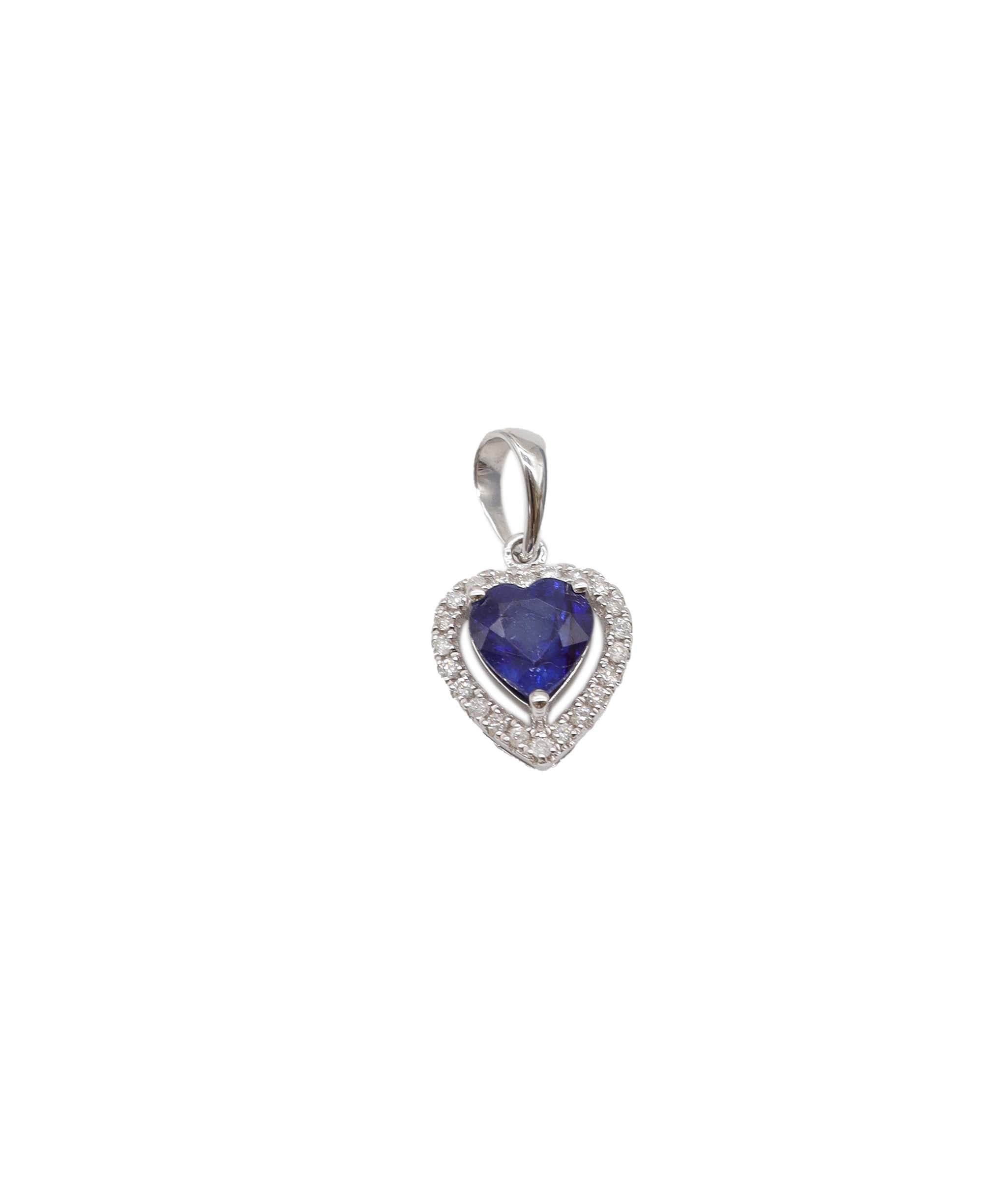 Sapphire halo heart pedant 1ct WG DXBS0917