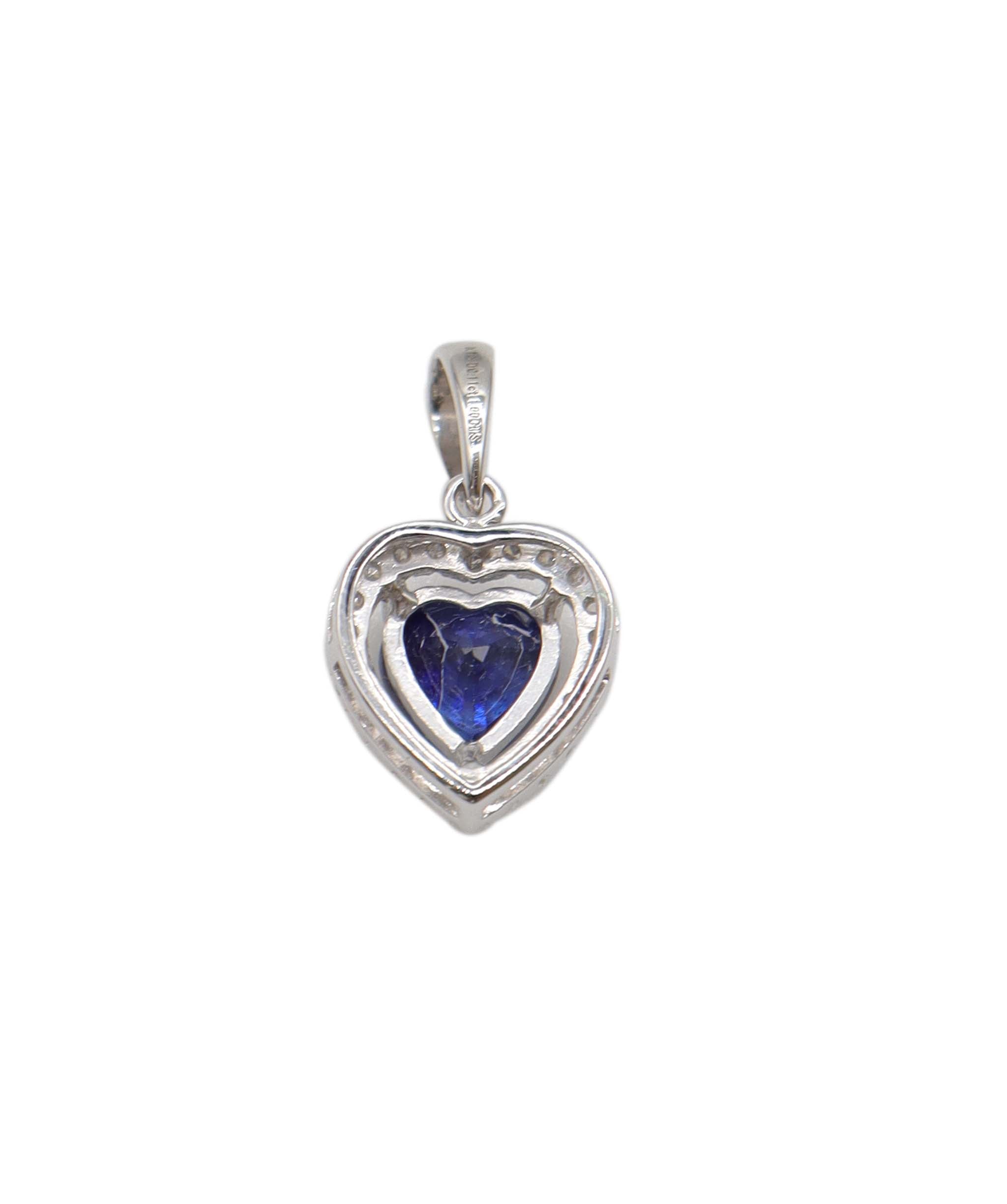 Sapphire halo heart pedant 1ct WG DXBS0917