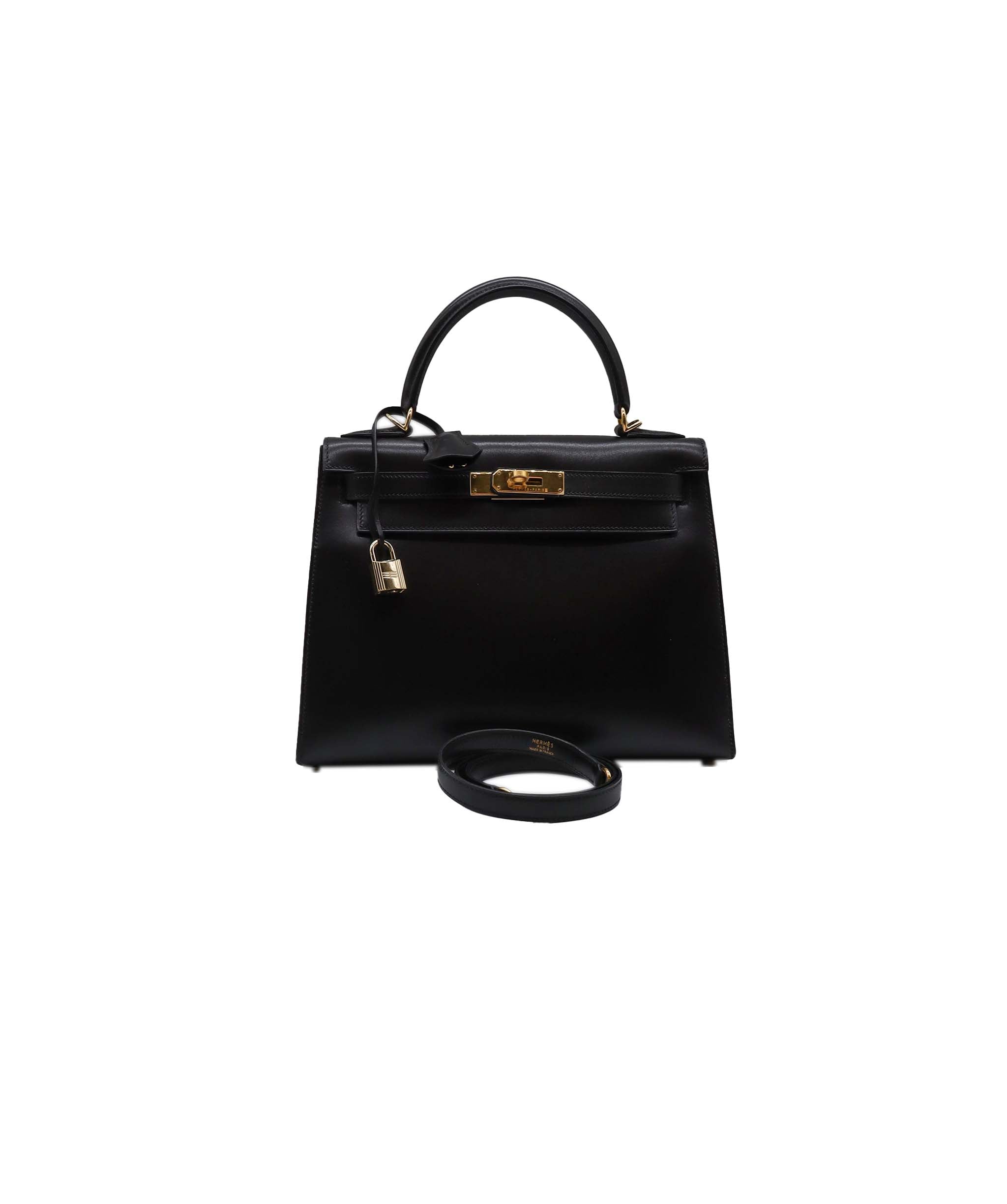 Hermes Kelly 28 Black Box Calf GHW  UKC1183