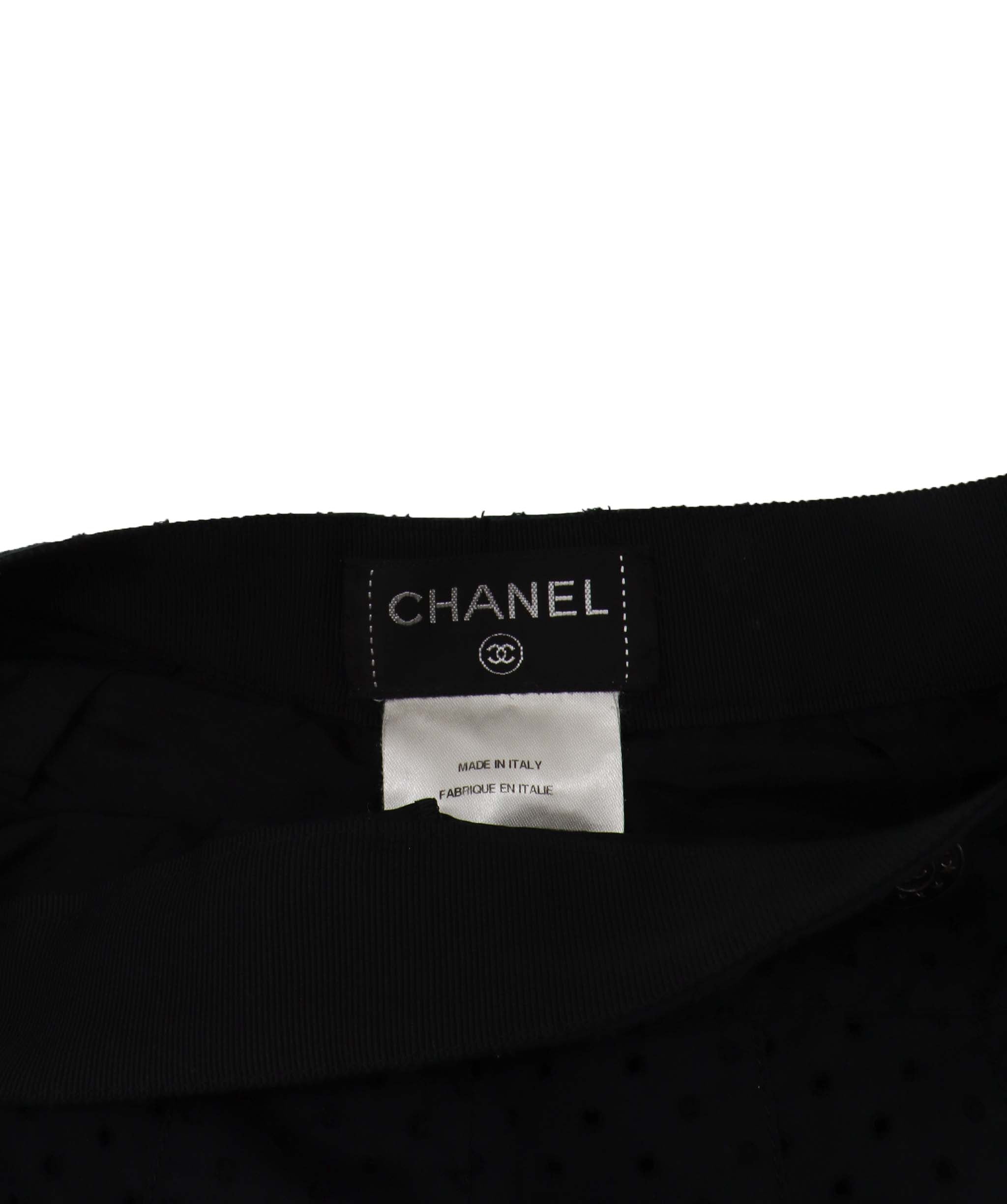 Chanel Perforated Black Pants 36 RJC3771