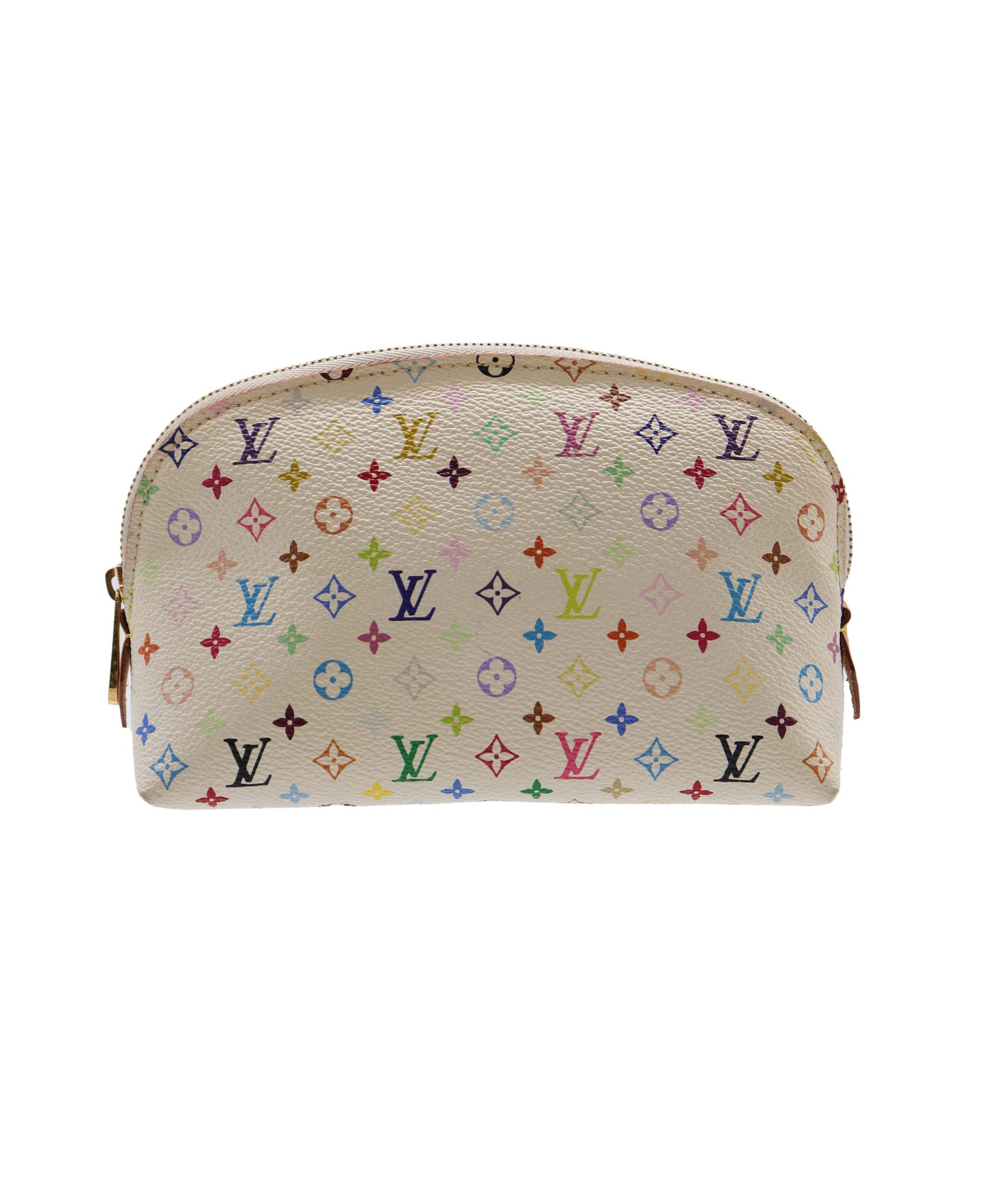 LOUIS VUITTON Monogram Multicolor Pochette Cosmetic White M47354 LV Auth 72114 DXBV0189