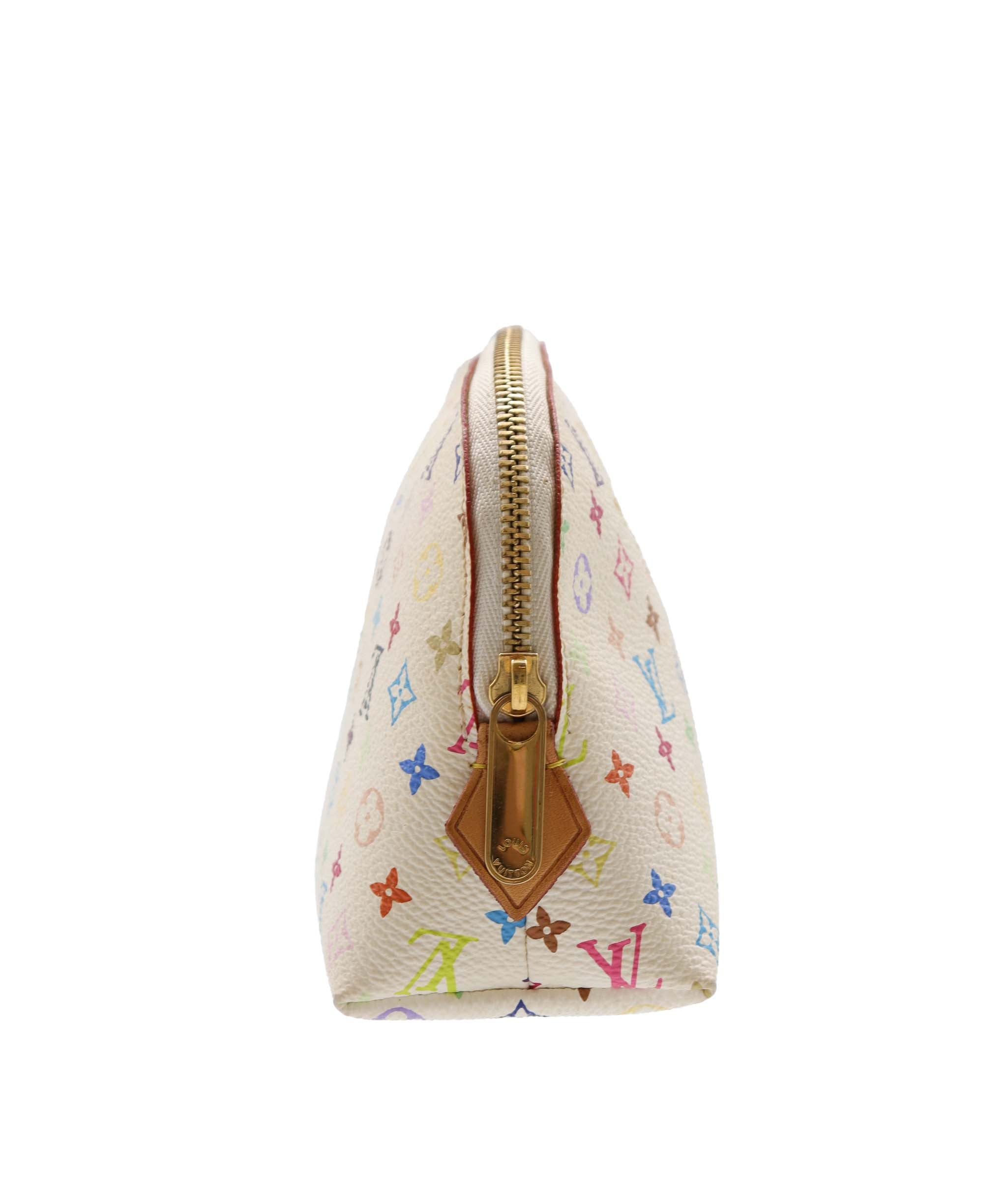 LOUIS VUITTON Monogram Multicolor Pochette Cosmetic White M47354 LV Auth 72114 DXBV0189