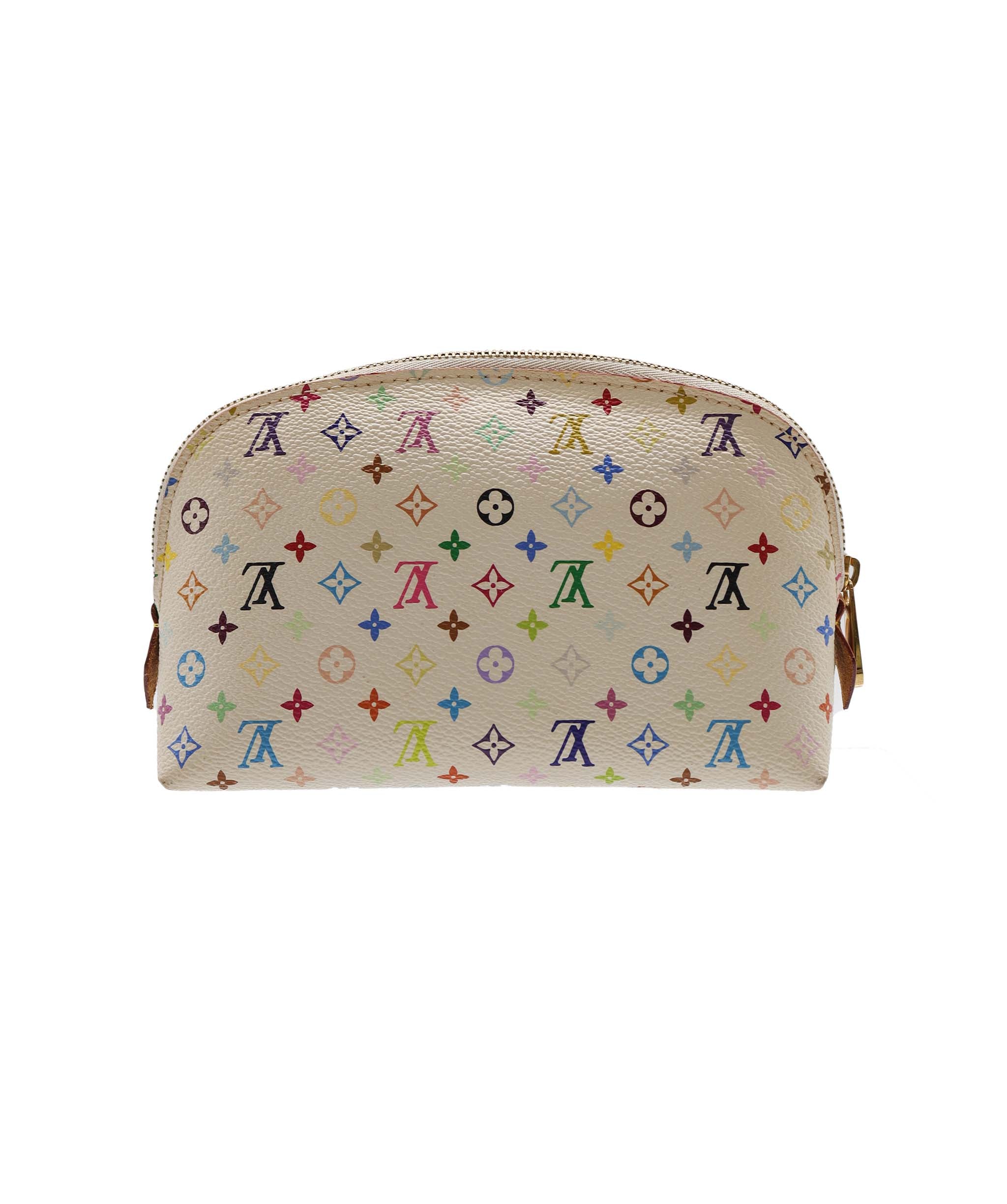 LOUIS VUITTON Monogram Multicolor Pochette Cosmetic White M47354 LV Auth 72114 DXBV0189