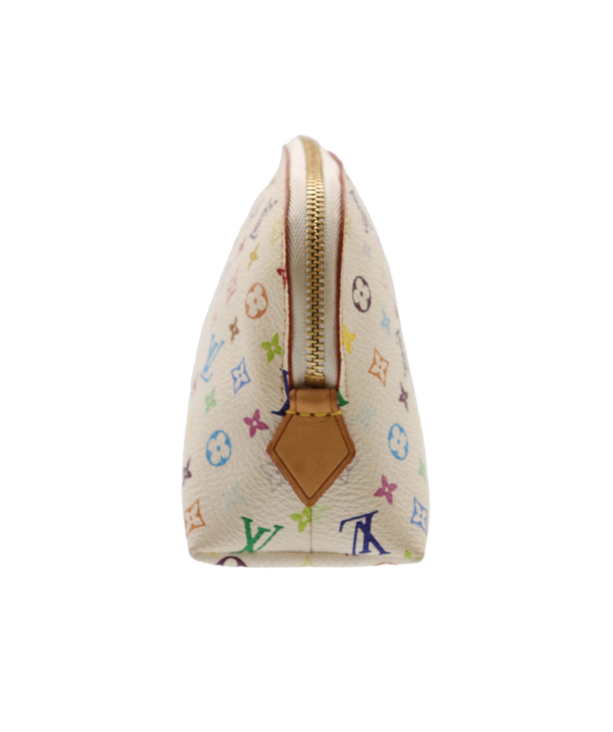 LOUIS VUITTON Monogram Multicolor Pochette Cosmetic White M47354 LV Auth 72114 DXBV0189