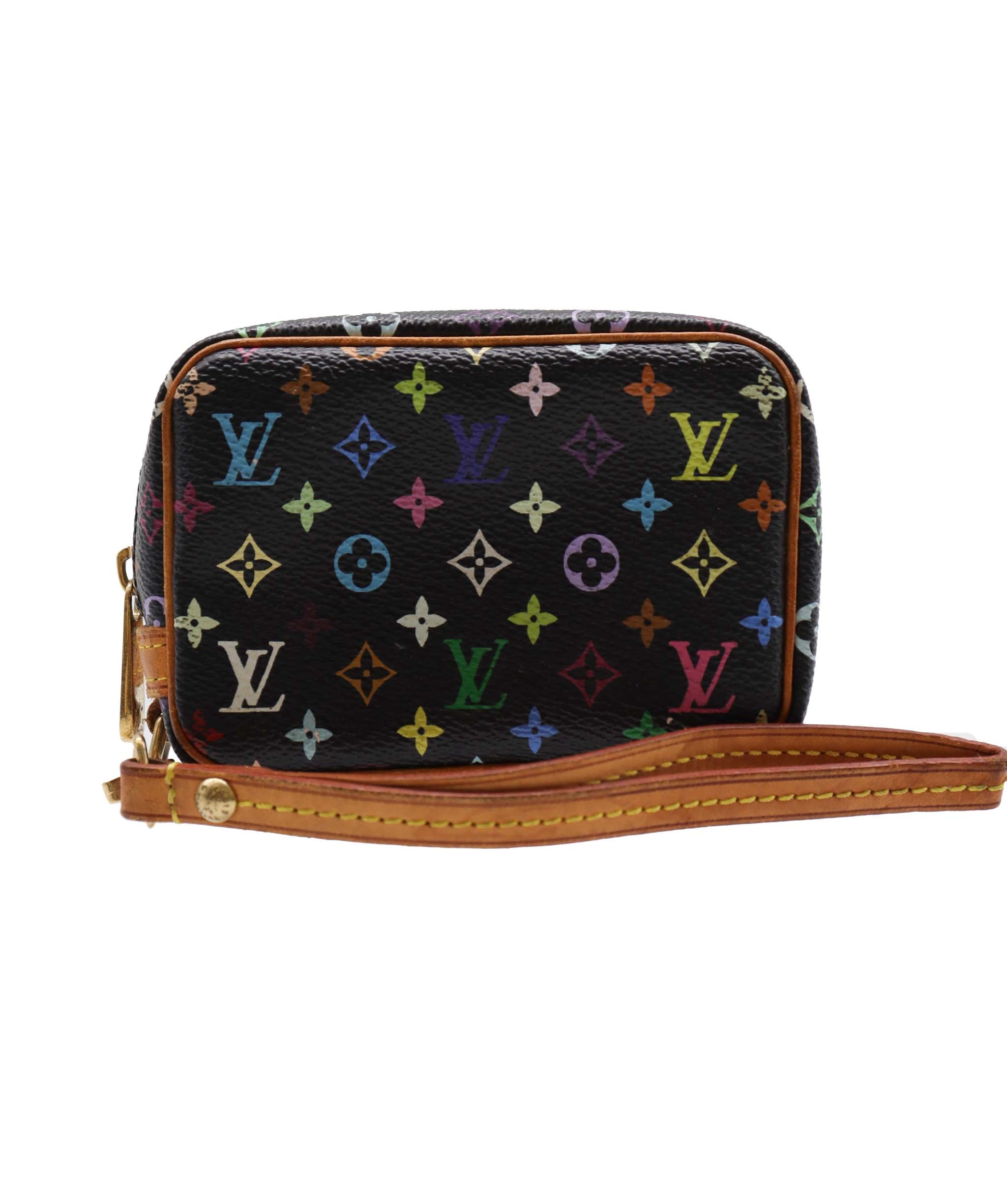 LOUIS VUITTON Monogram Multicolor Trousse Wapity Pouch Black M58034 Auth 75258 DXBV0182