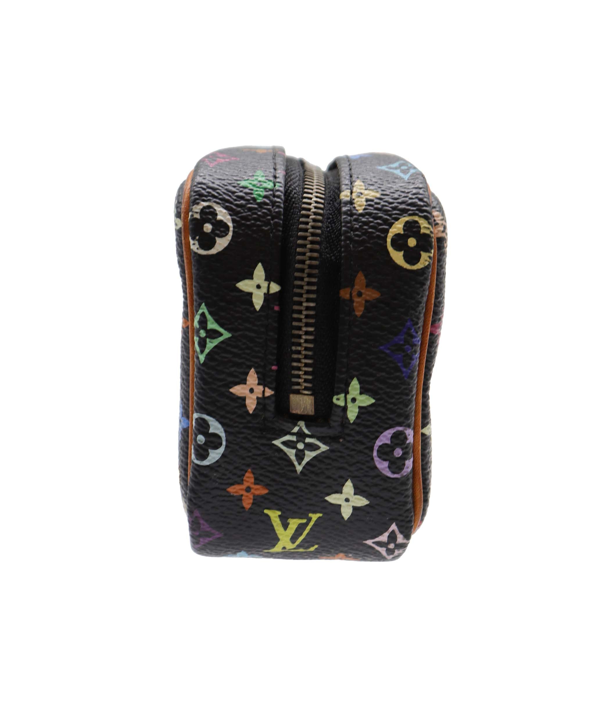 LOUIS VUITTON Monogram Multicolor Trousse Wapity Pouch Black M58034 Auth 75258 DXBV0182