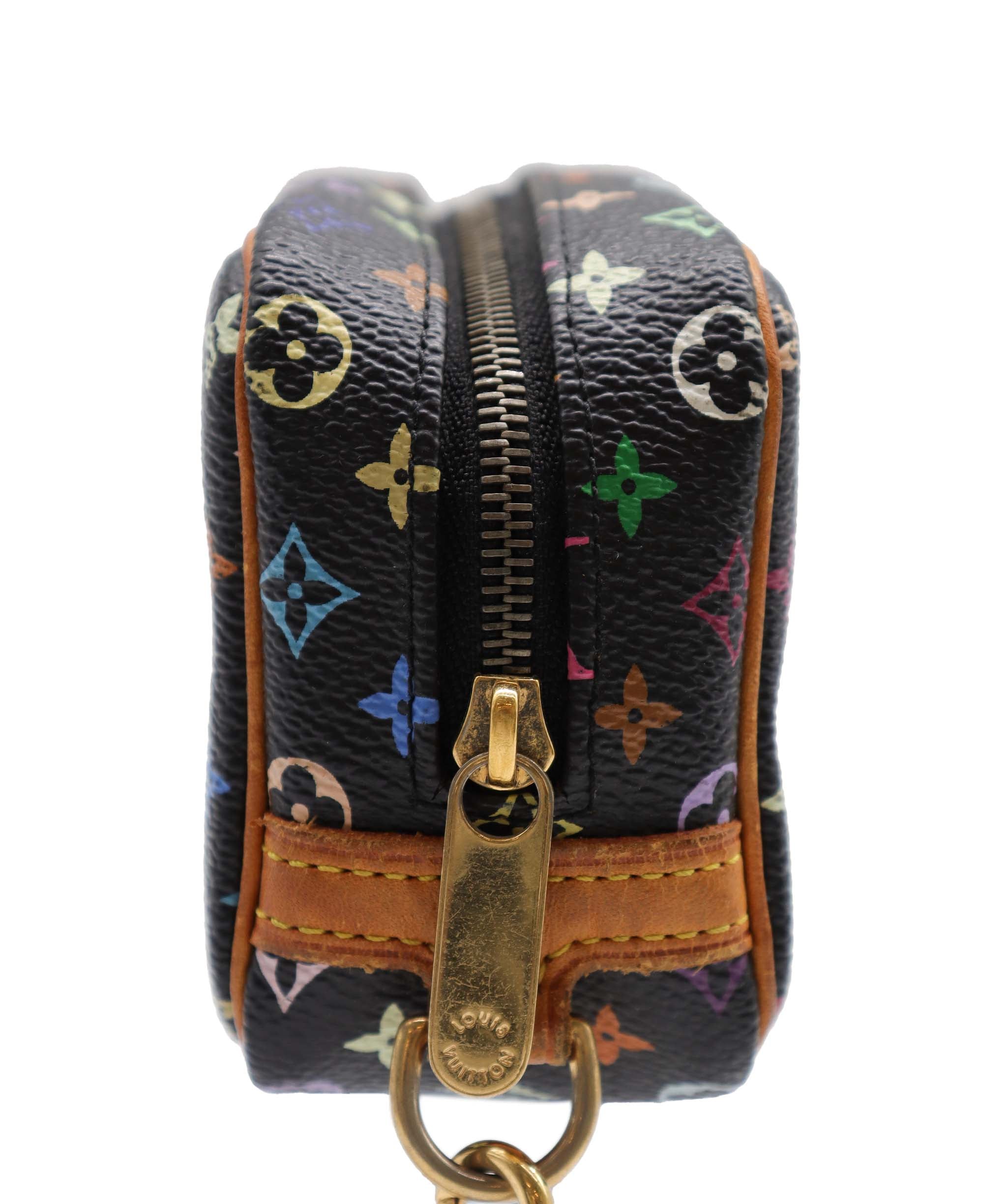 LOUIS VUITTON Monogram Multicolor Trousse Wapity Pouch Black M58034 Auth 75258 DXBV0182