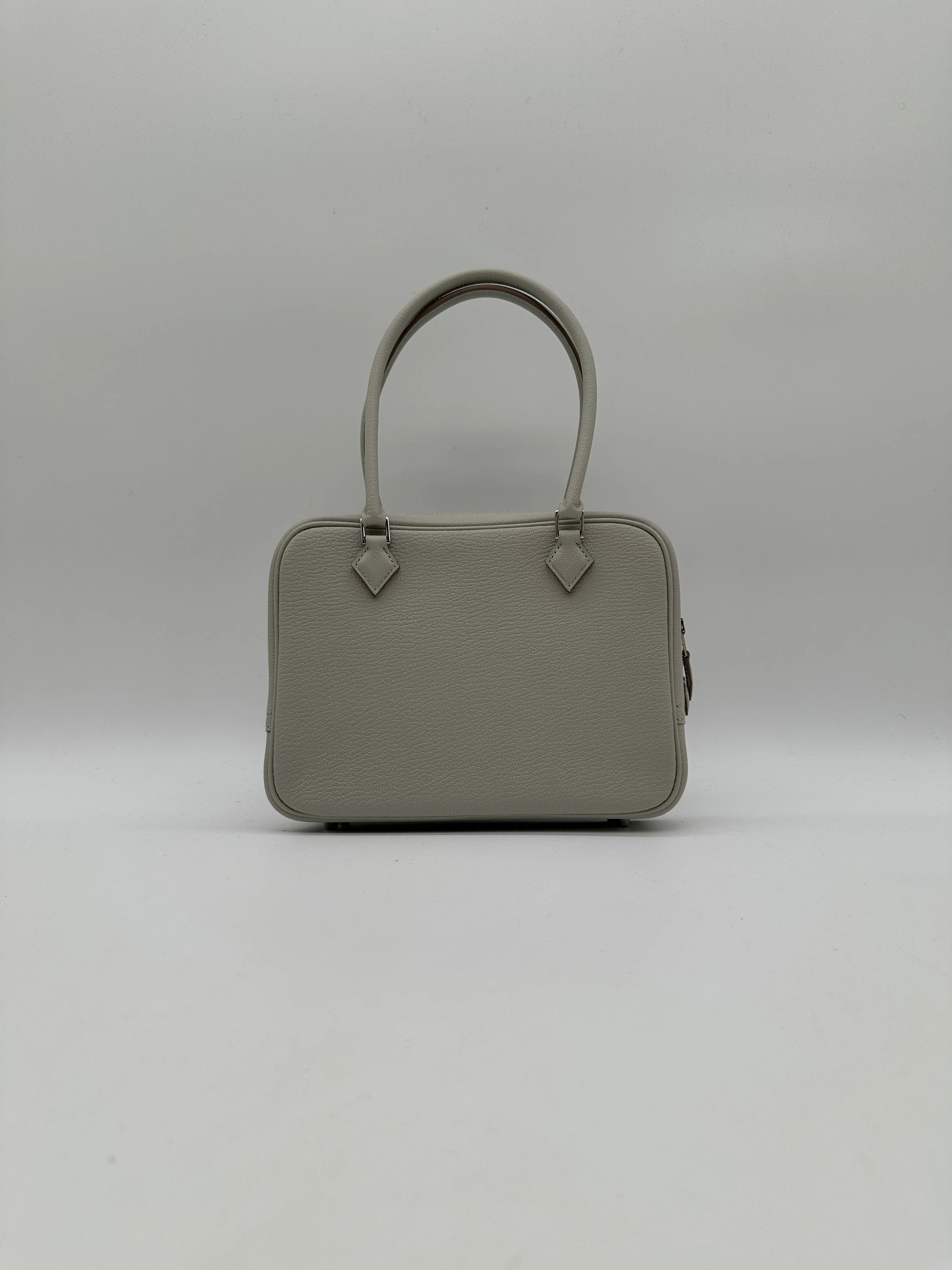 Hermès Mini Plume Chevre Gris Perle Palladium Hardware