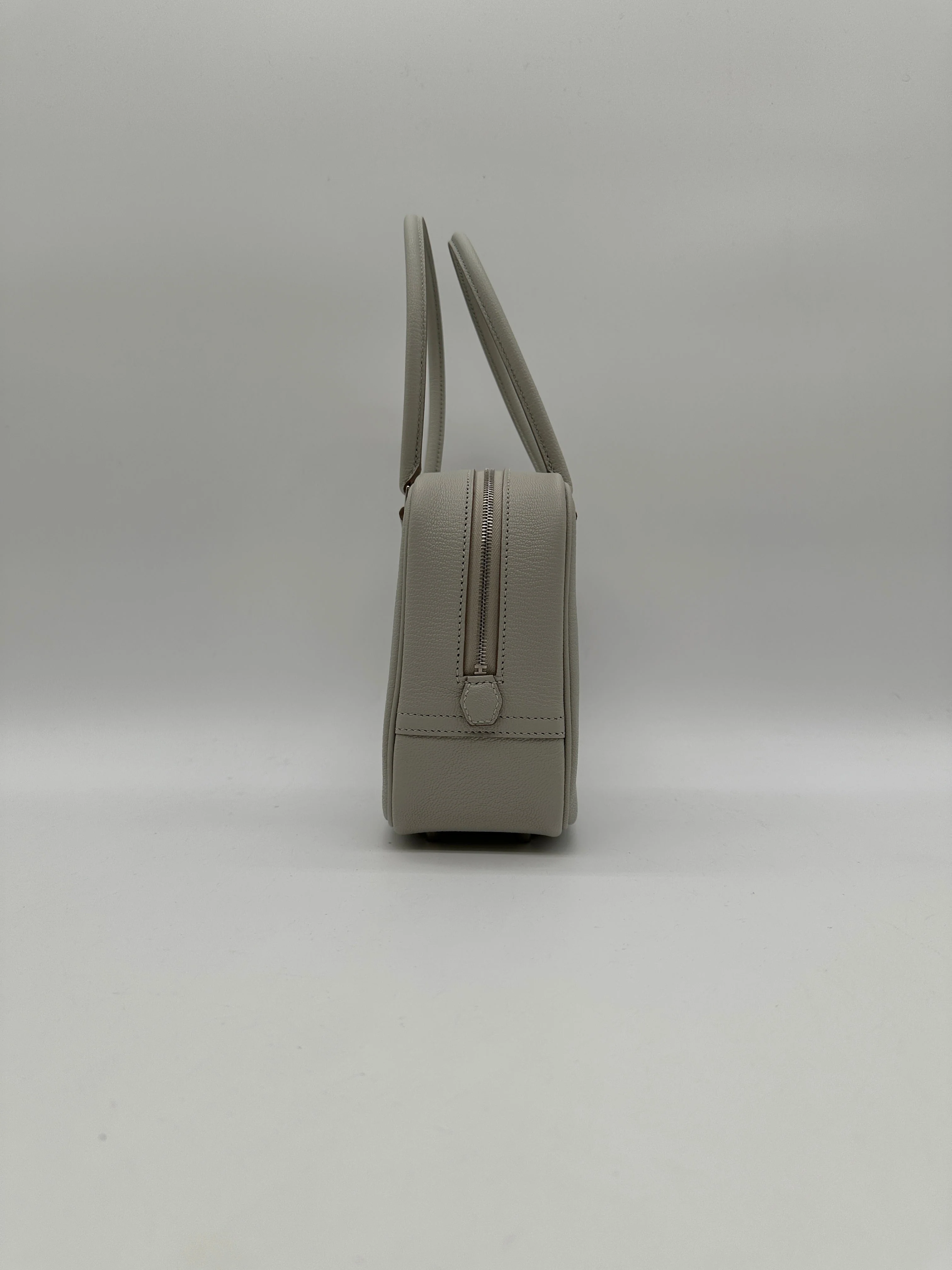 Hermès Mini Plume Chevre Gris Perle Palladium Hardware