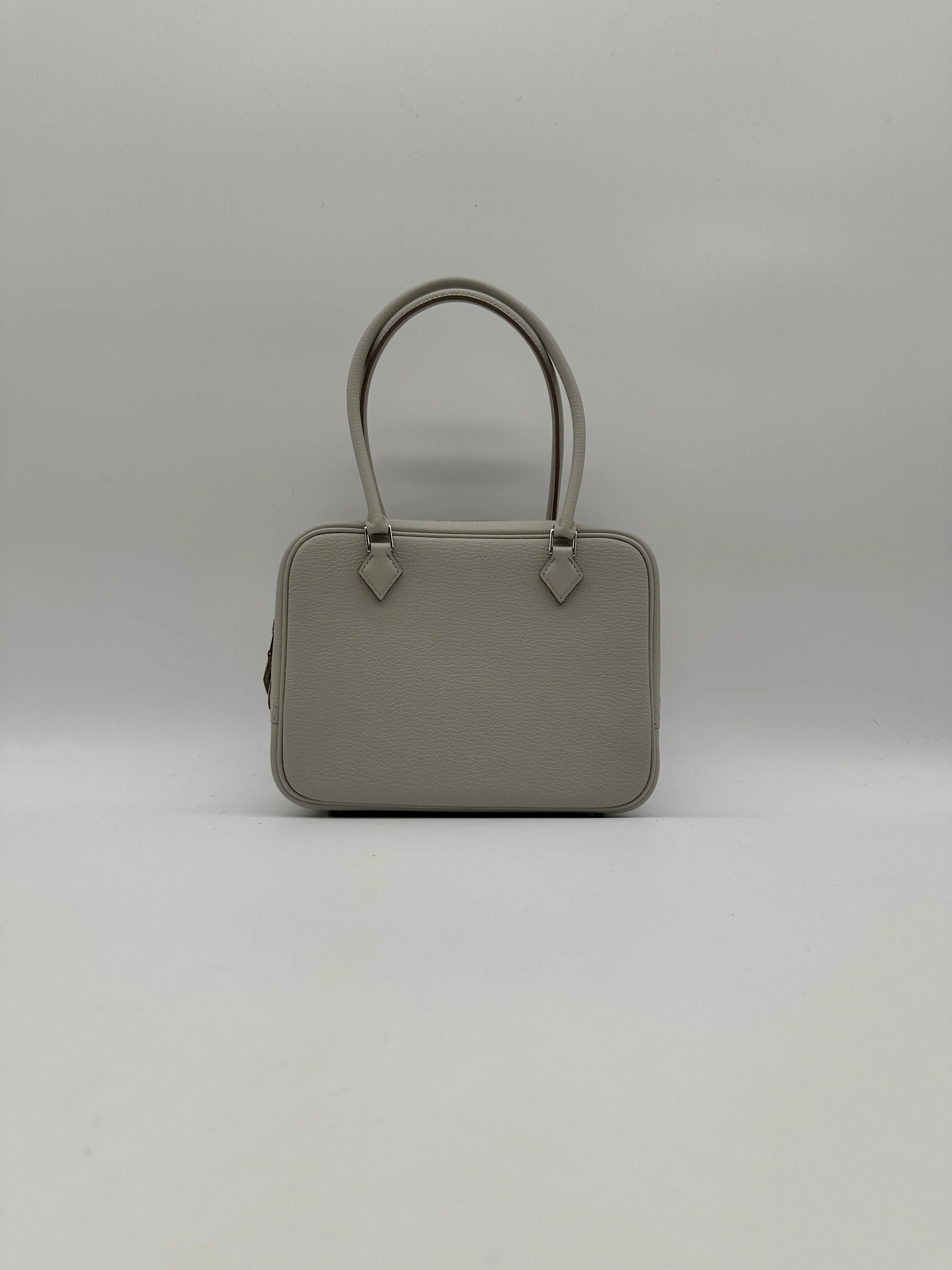 Hermès Mini Plume Chevre Gris Perle Palladium Hardware