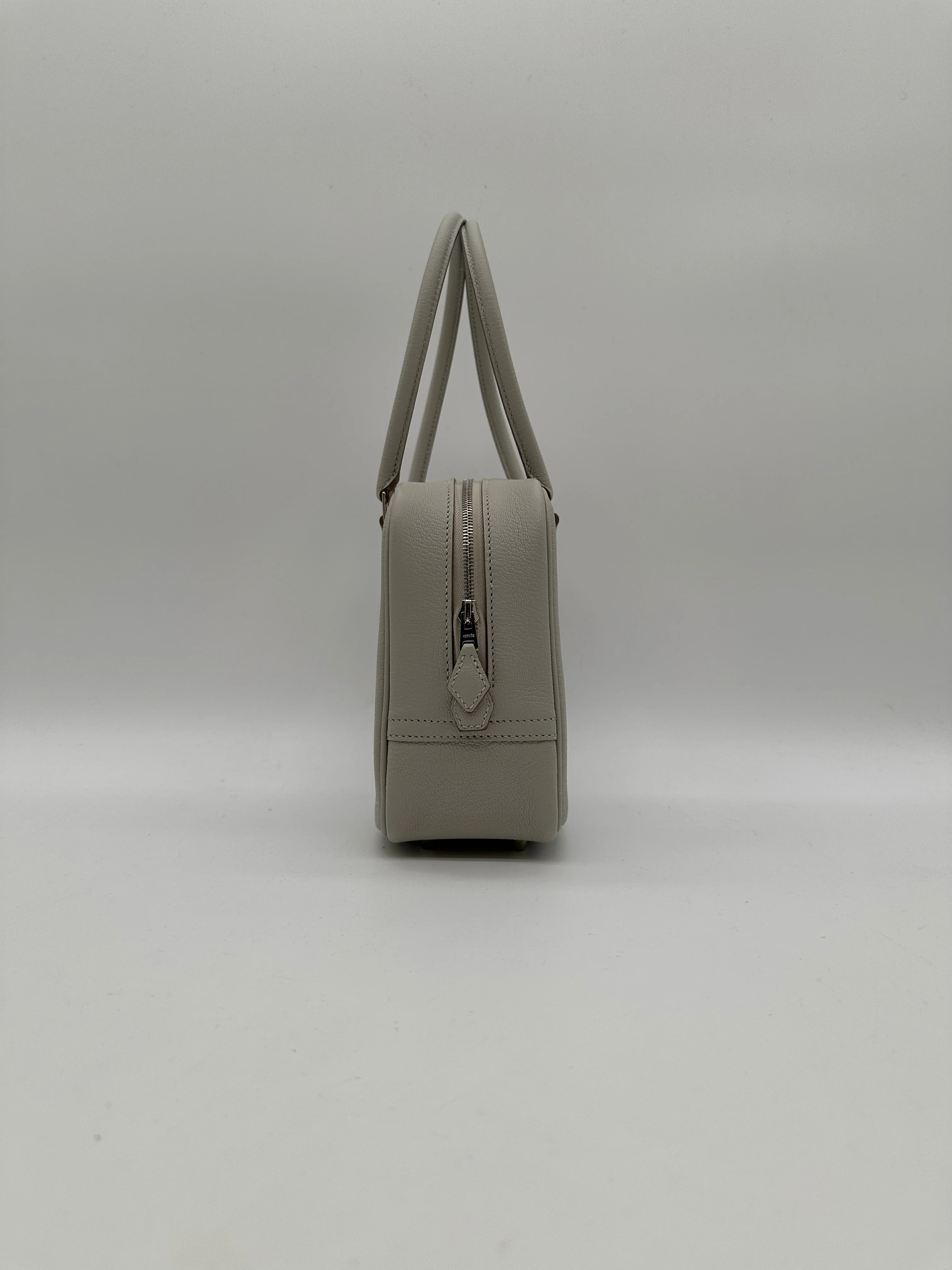Hermès Mini Plume Chevre Gris Perle Palladium Hardware