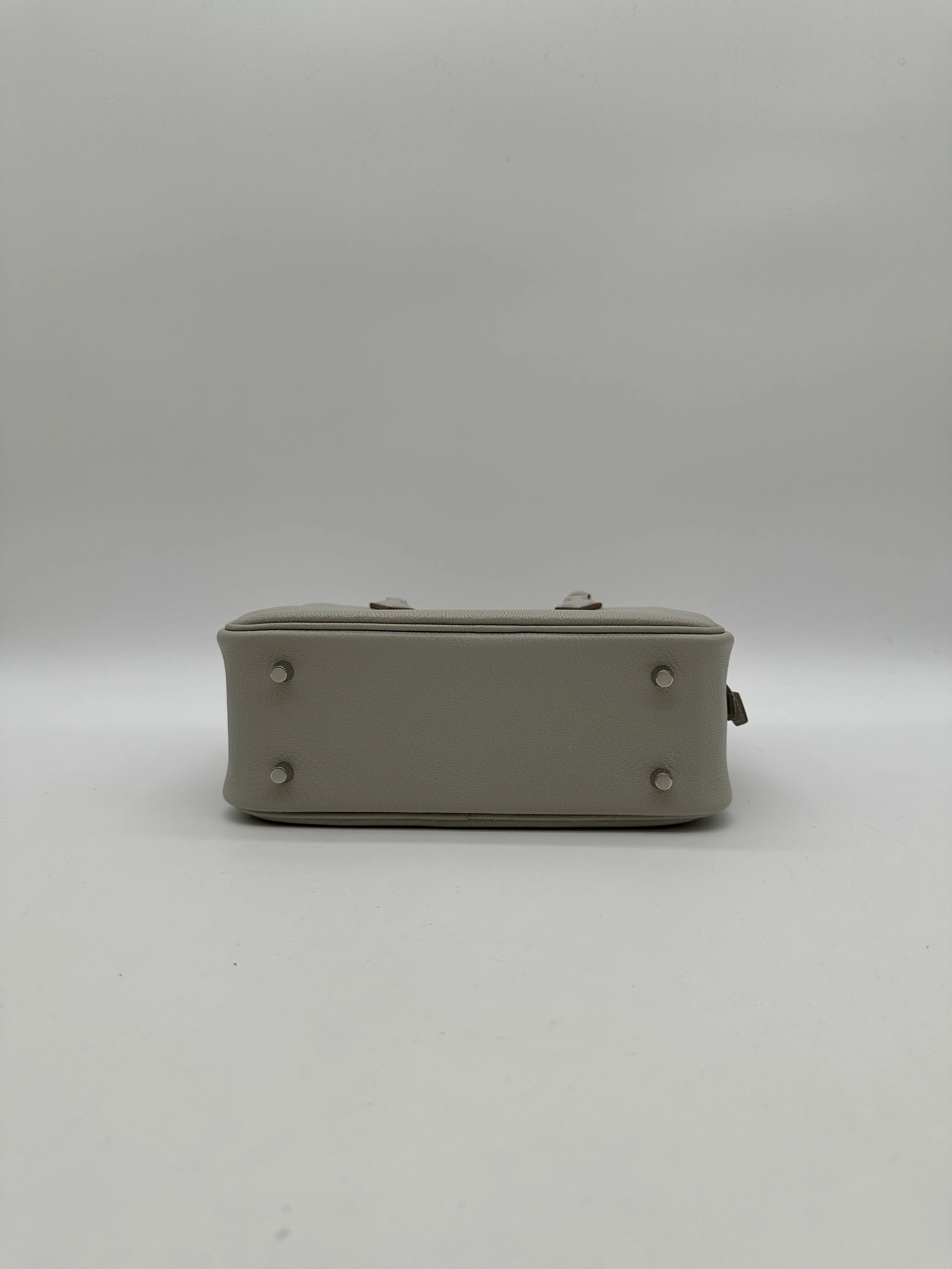 Hermès Mini Plume Chevre Gris Perle Palladium Hardware