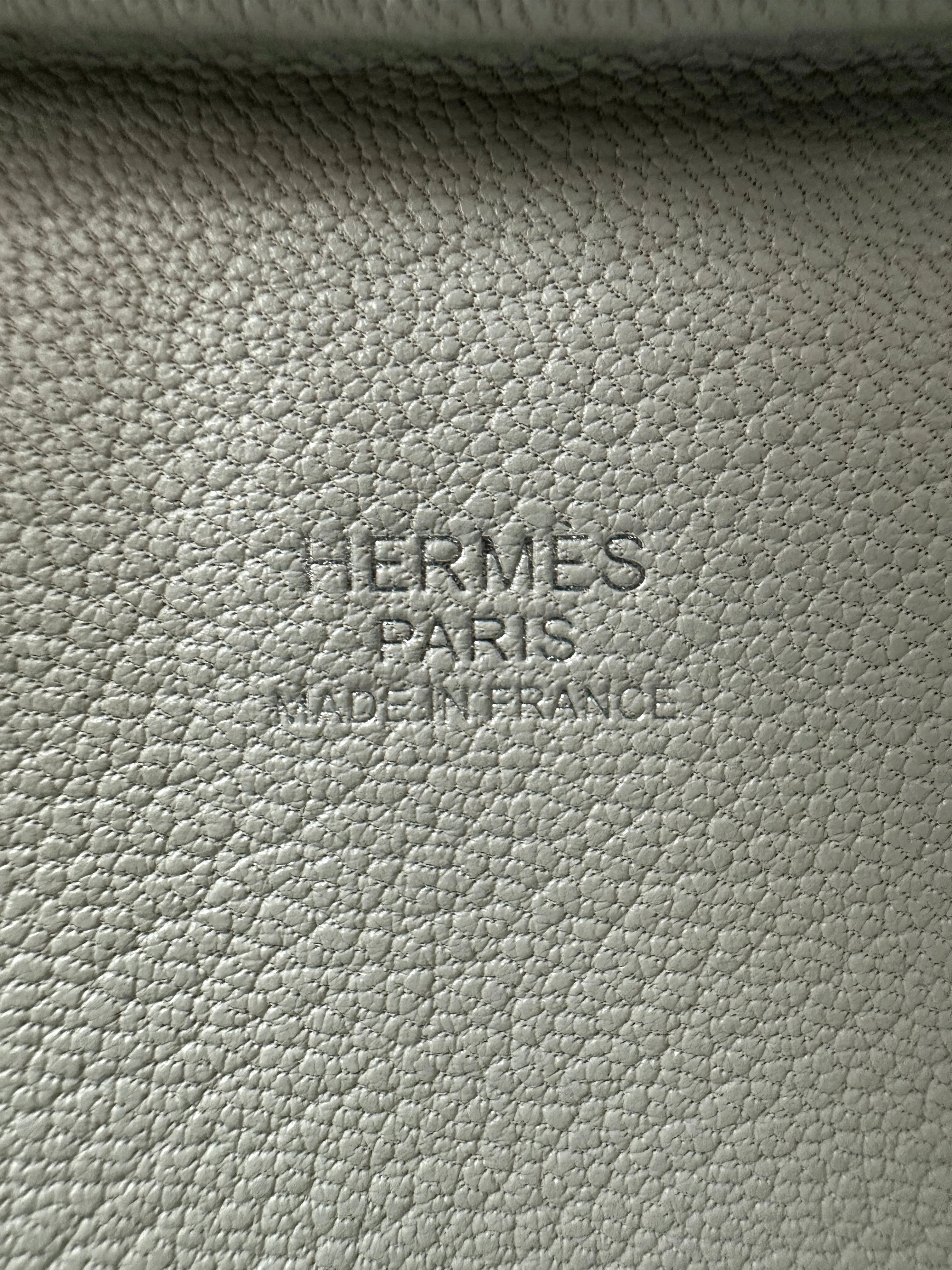 Hermès Mini Plume Chevre Gris Perle Palladium Hardware