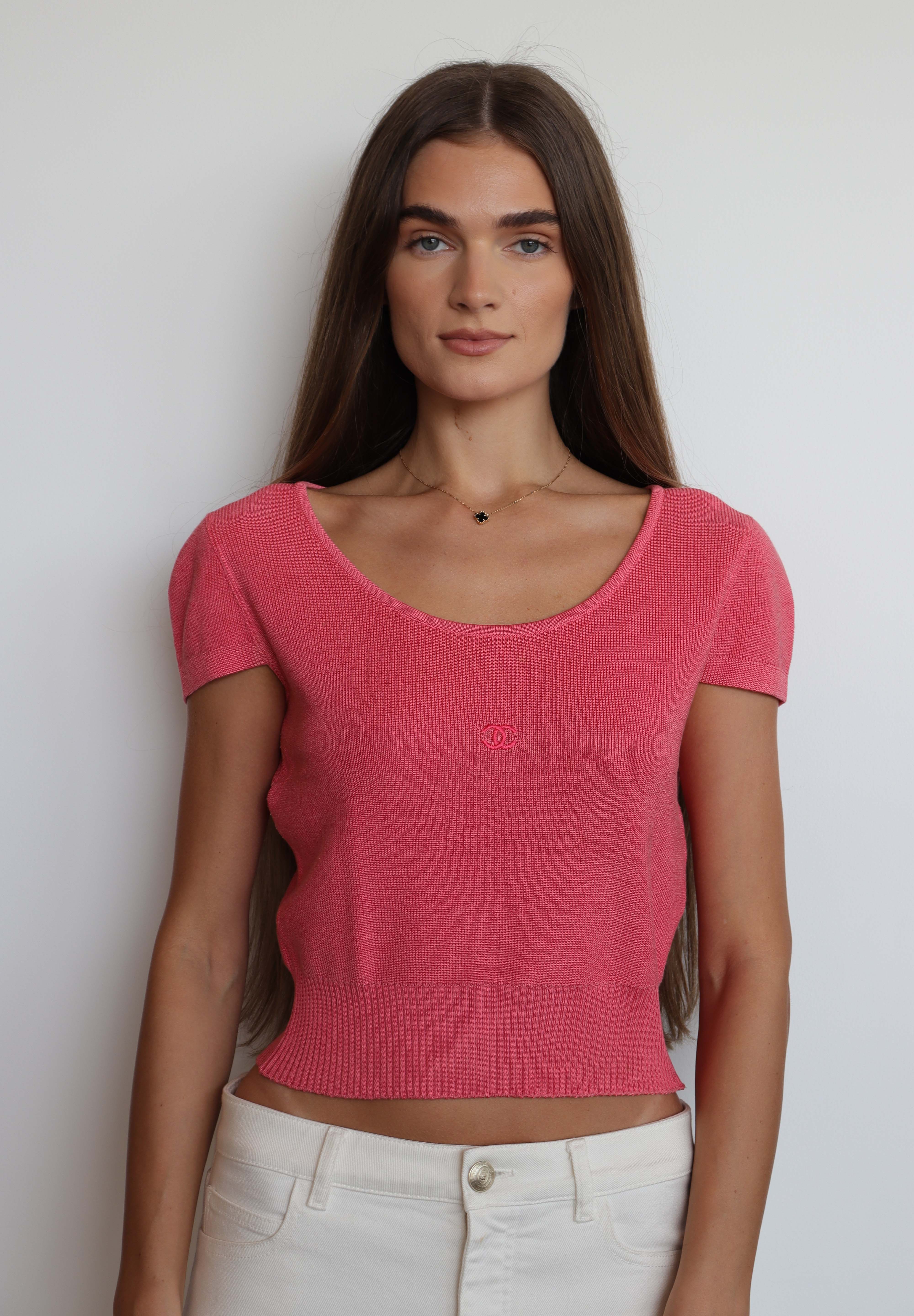 Chanel hot pink vintage cc t shirt  DXBV0866