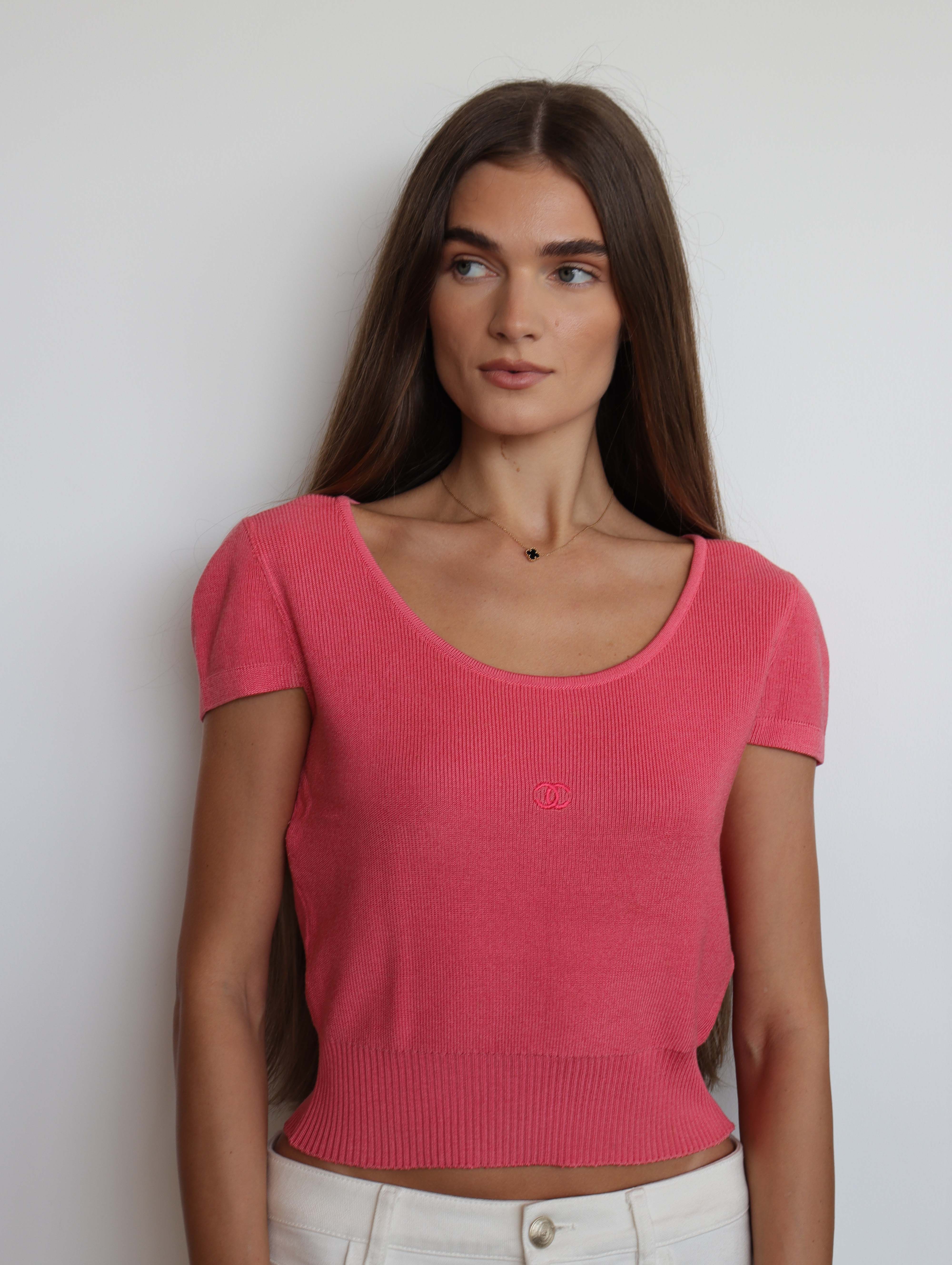 Chanel hot pink vintage cc t shirt  DXBV0866