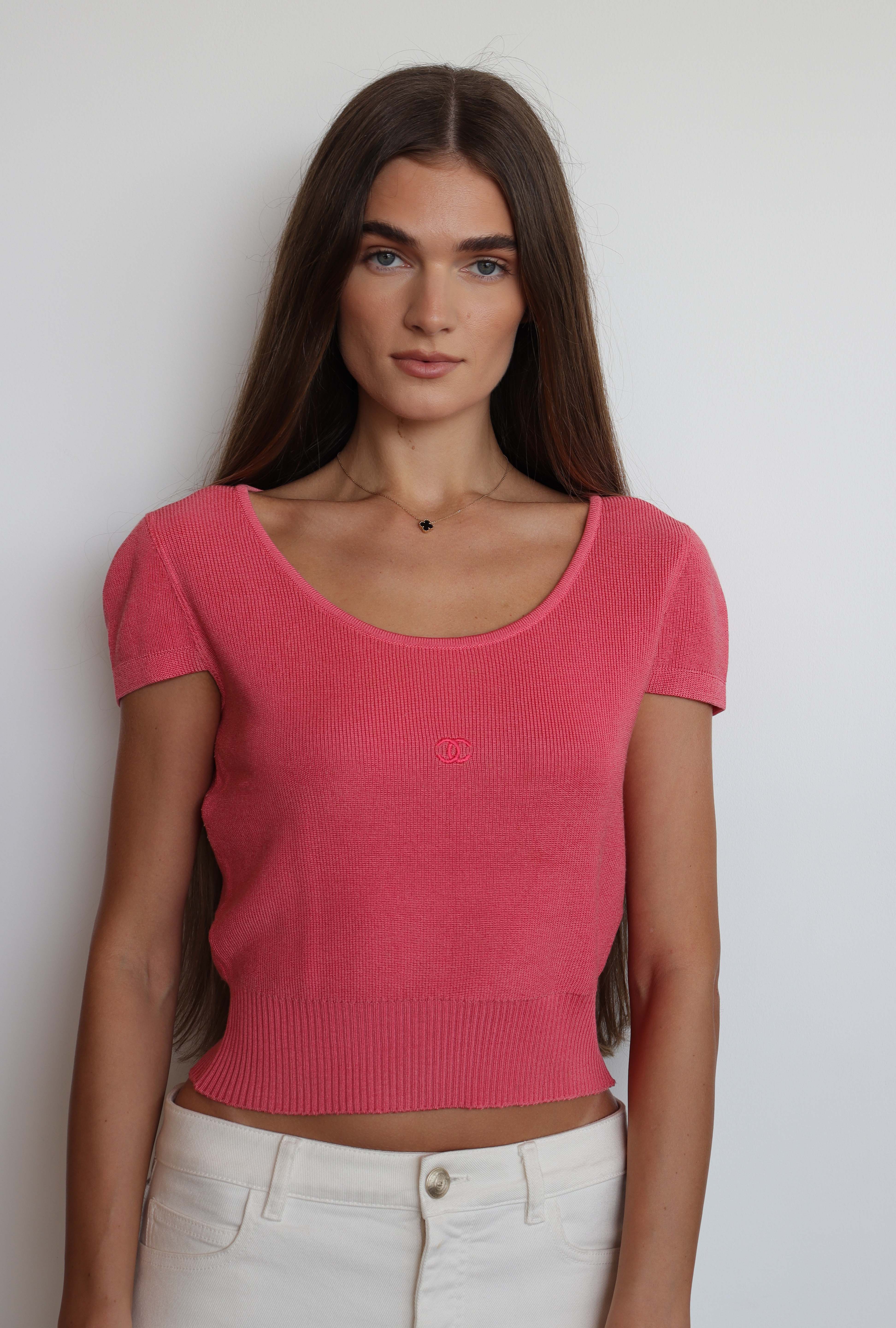 Chanel hot pink vintage cc t shirt  DXBV0866