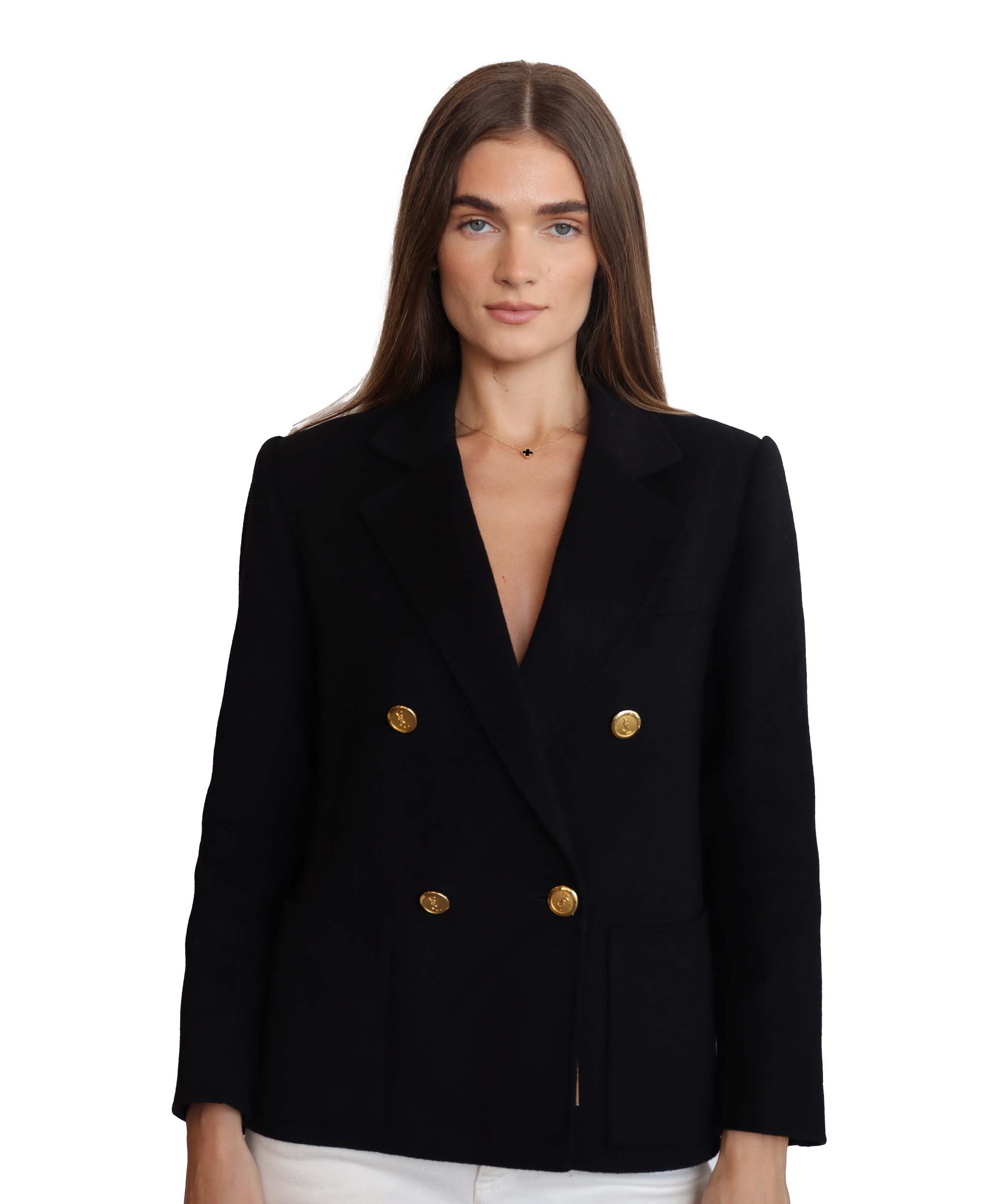 YSL LOGO Cropped Coat black DXBS2034