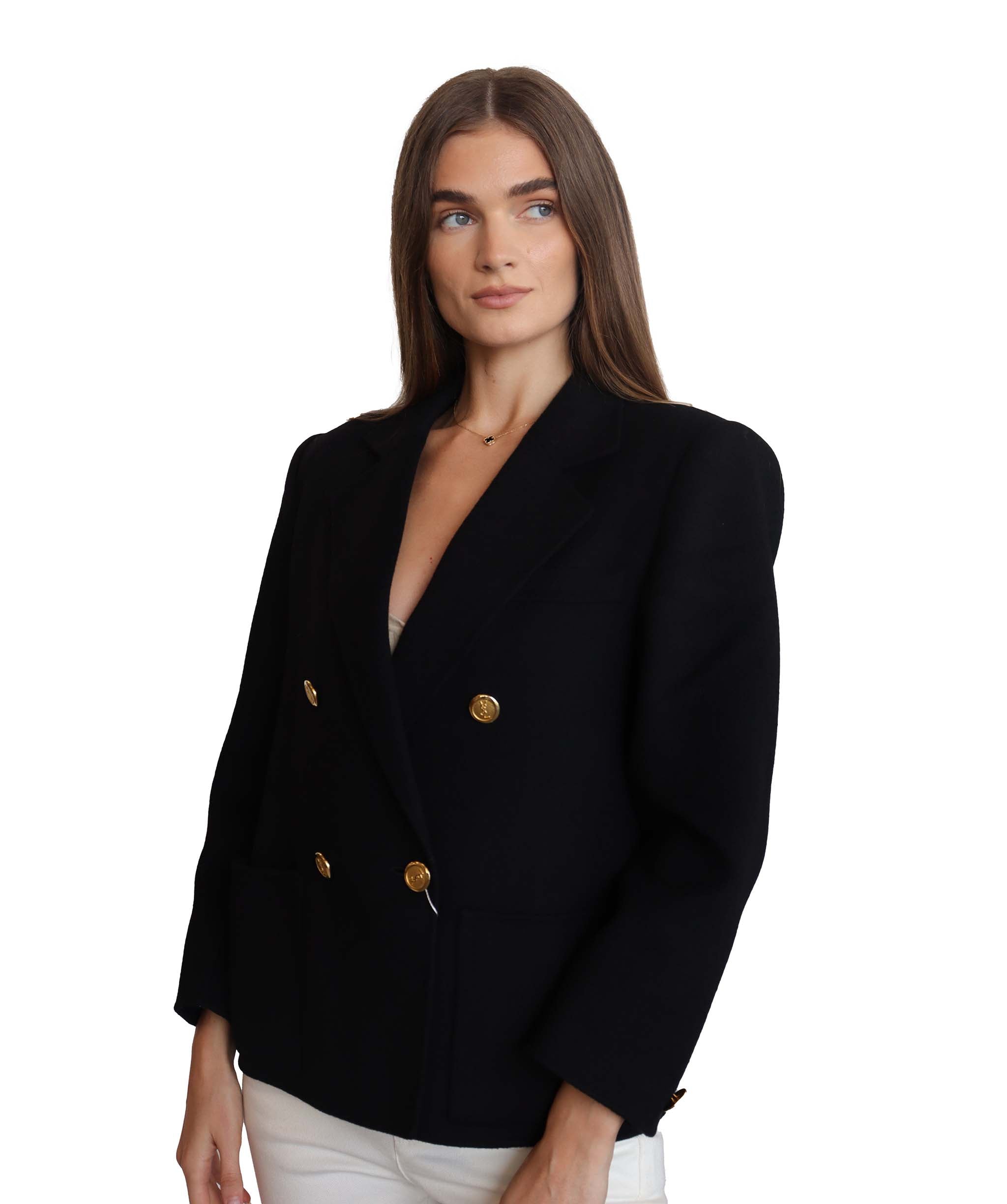 YSL LOGO Cropped Coat black DXBS2034