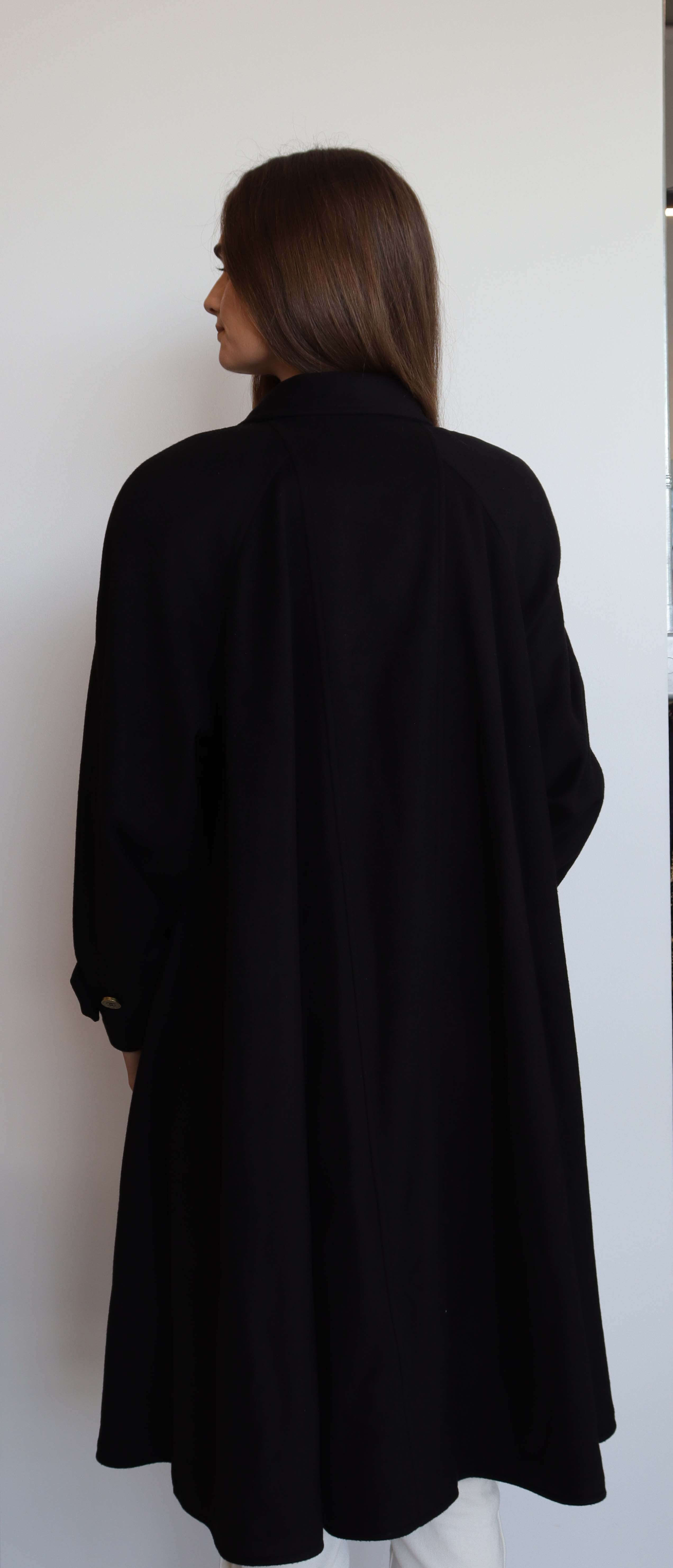 Chanel Logo Long Coat Cashmere Black 42 DXBS2051