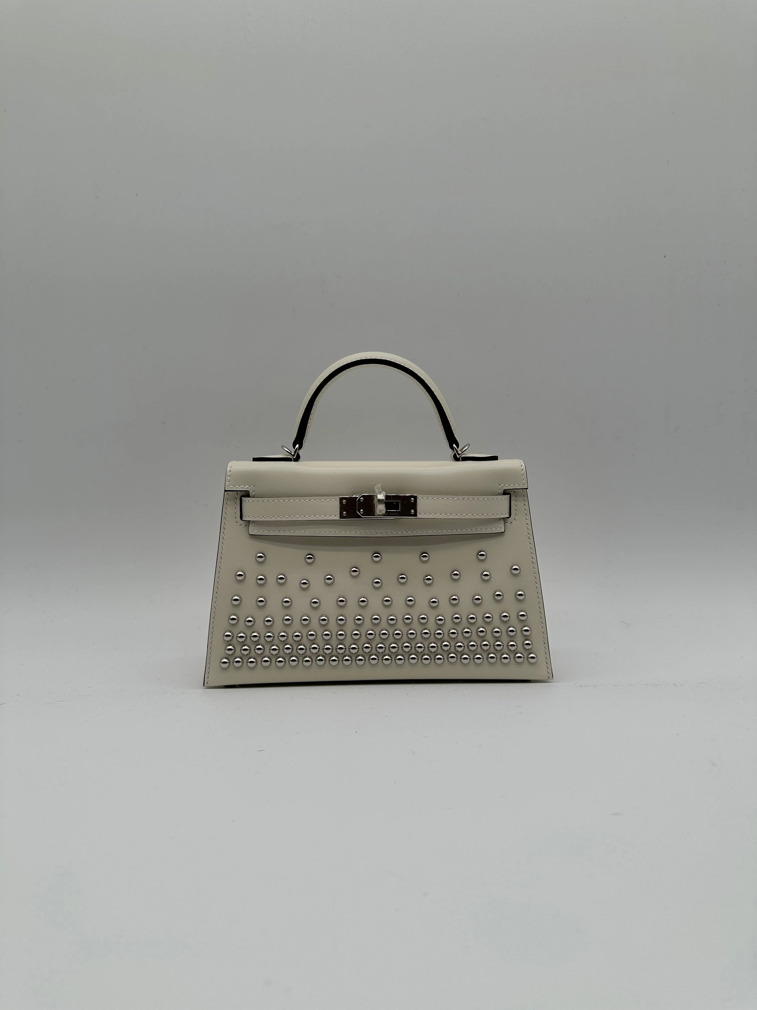 Hermès Mini Kelly Cloute Cream Palladium Hardware G
