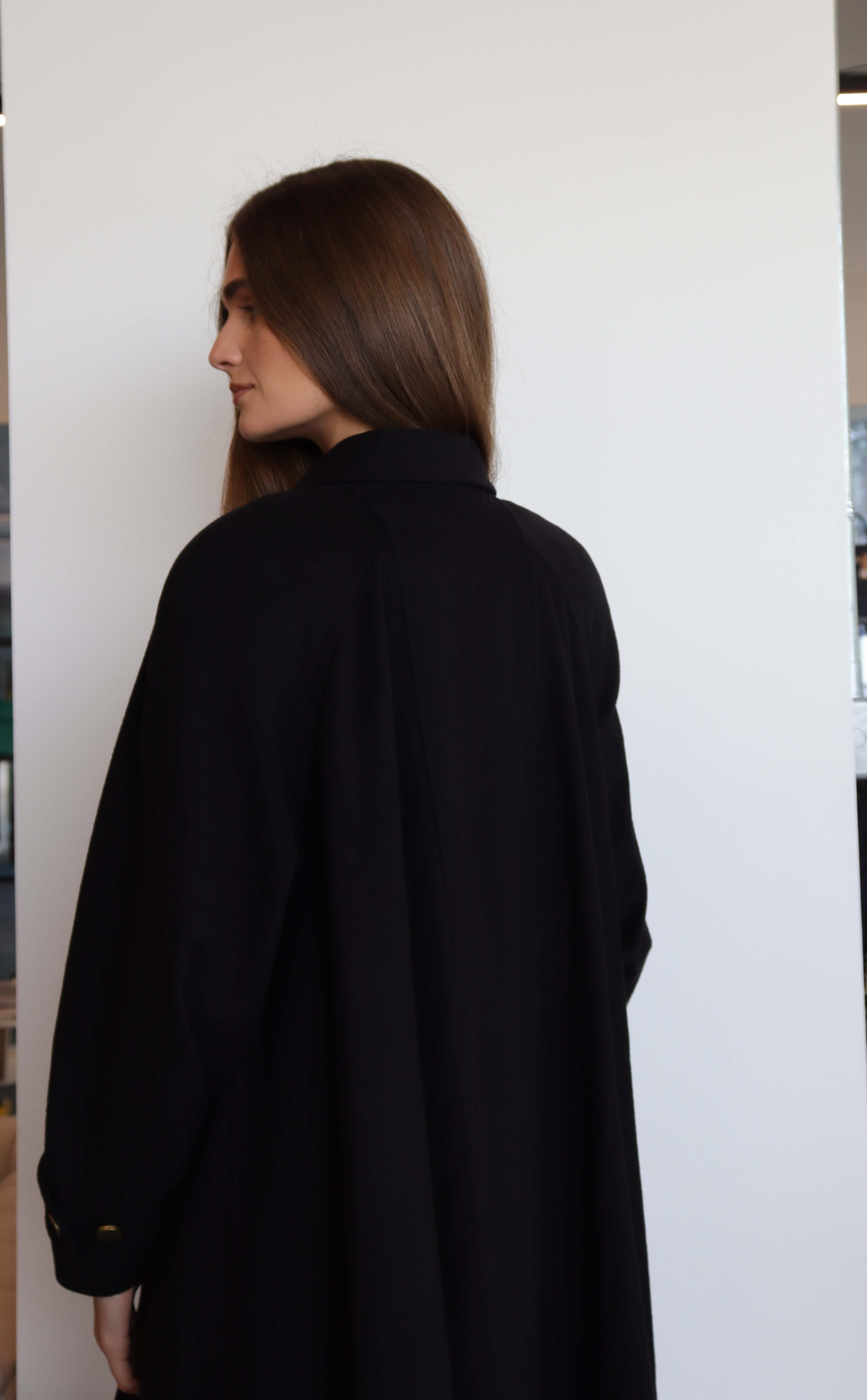 Chanel Logo Long Coat Cashmere Black 42 DXBS2051