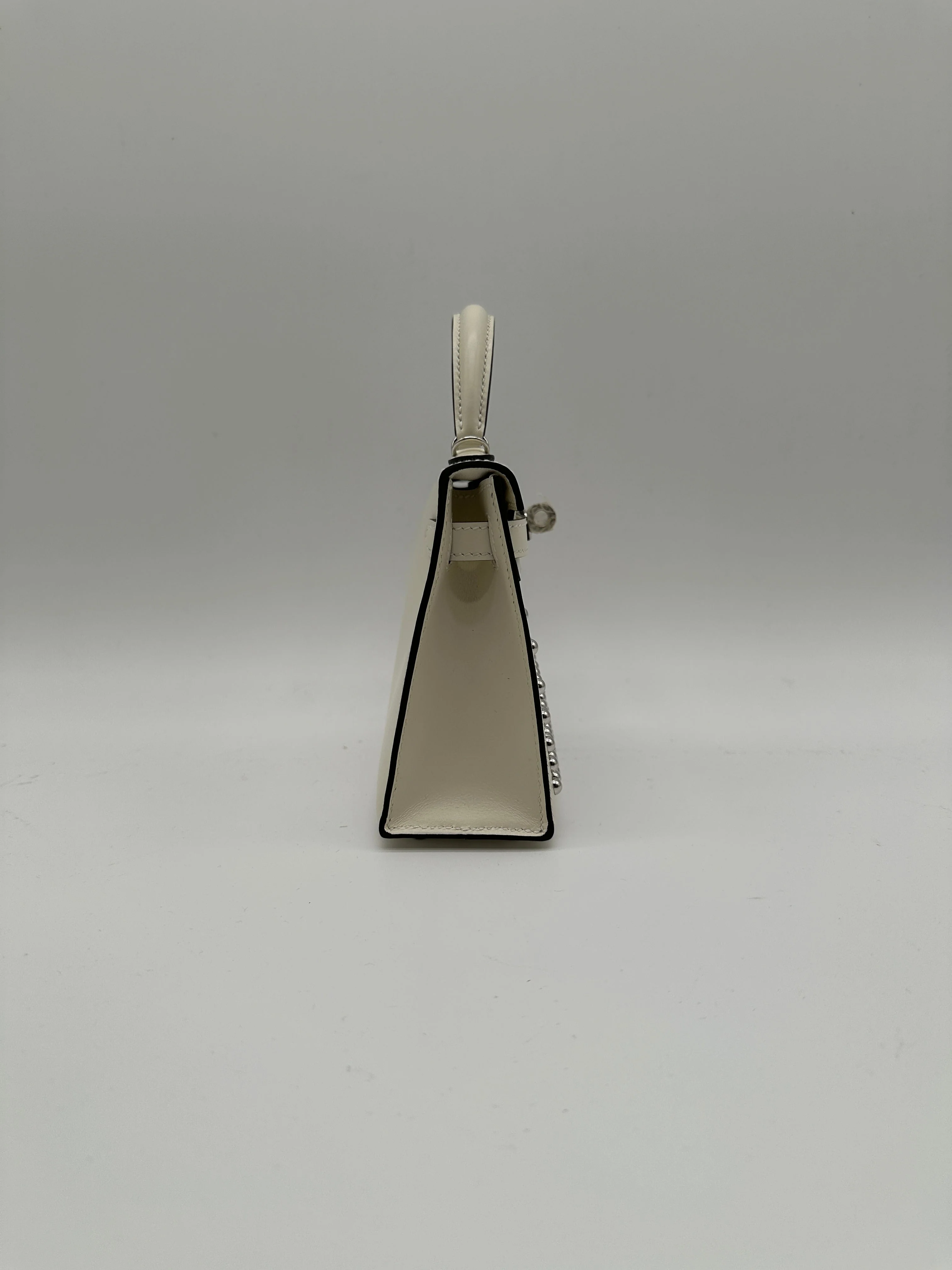 Hermès Mini Kelly Cloute Cream Palladium Hardware G