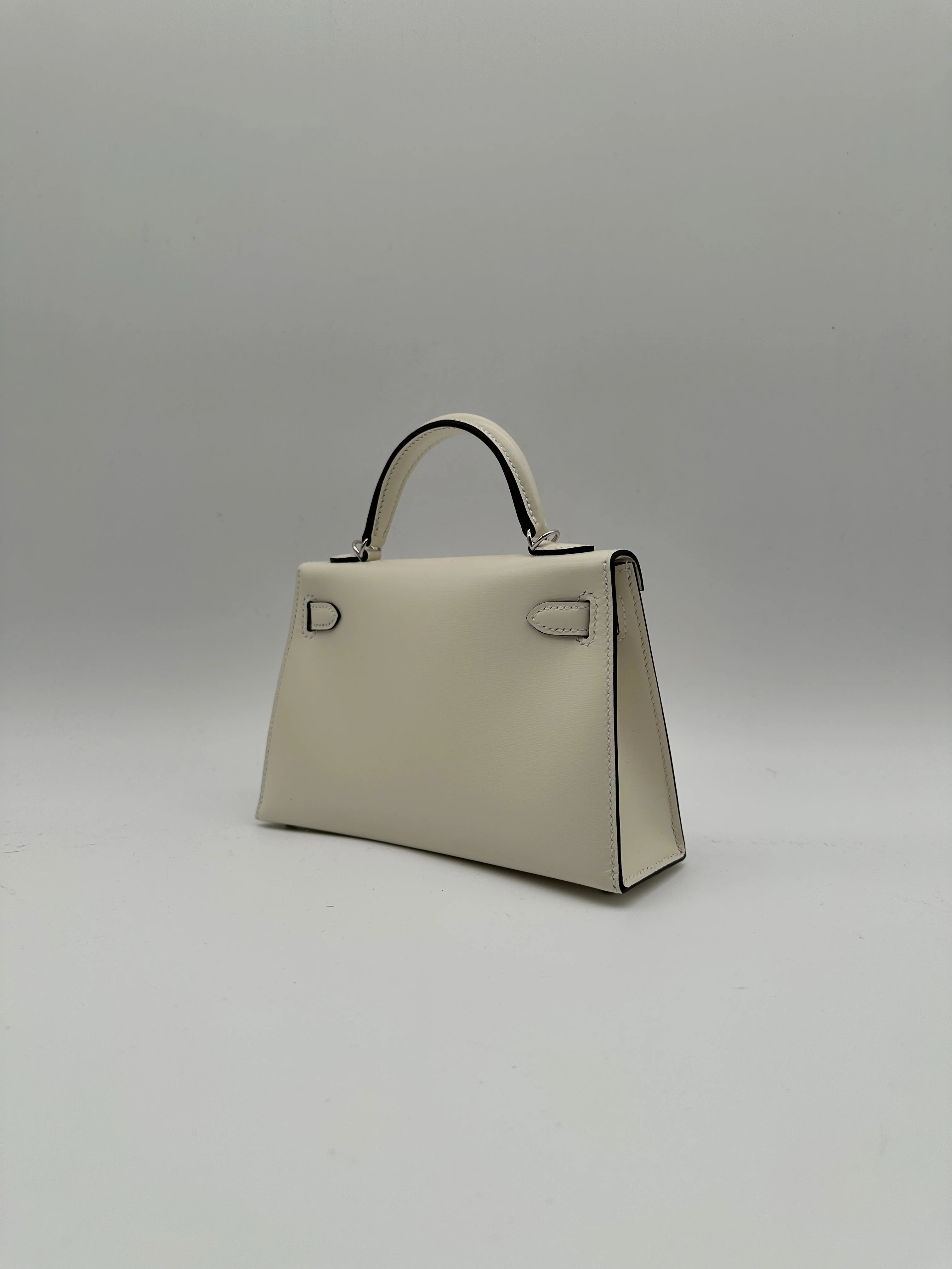 Hermès Mini Kelly Cloute Cream Palladium Hardware G