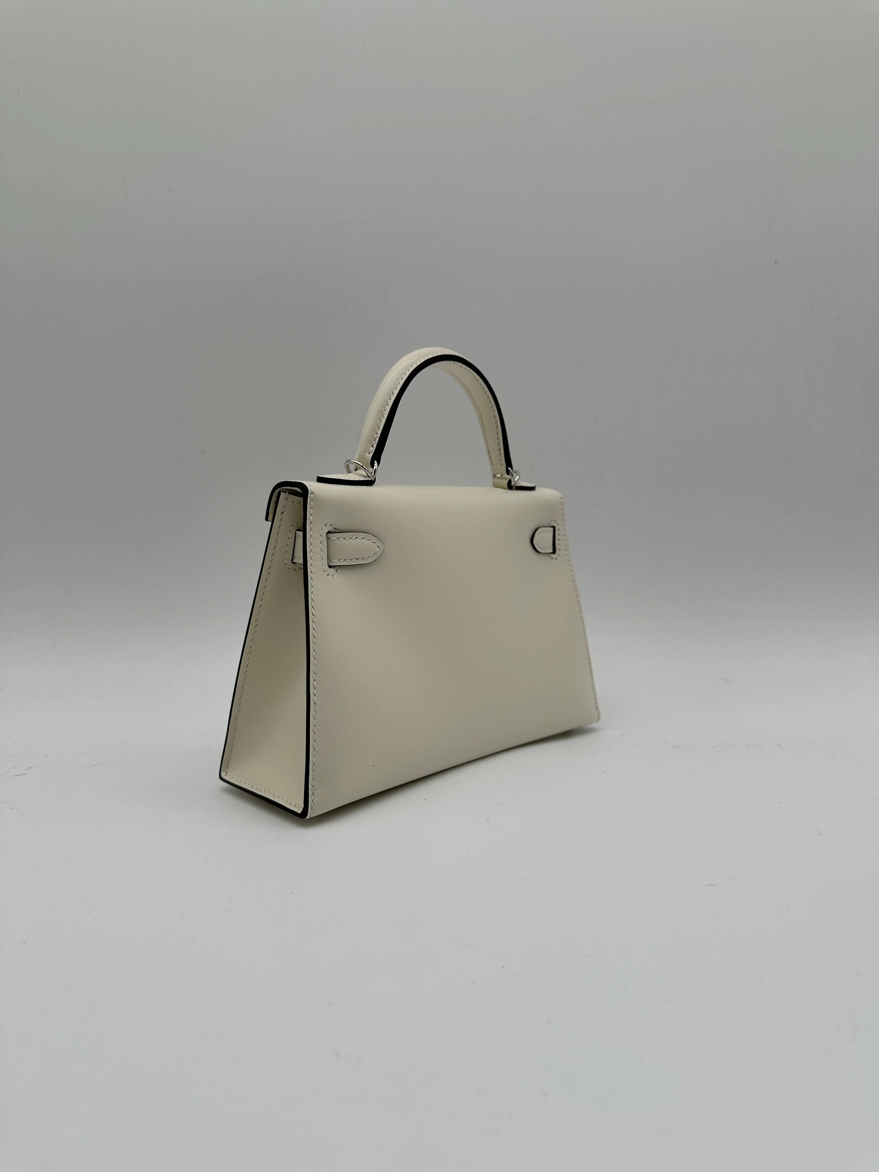 Hermès Mini Kelly Cloute Cream Palladium Hardware G