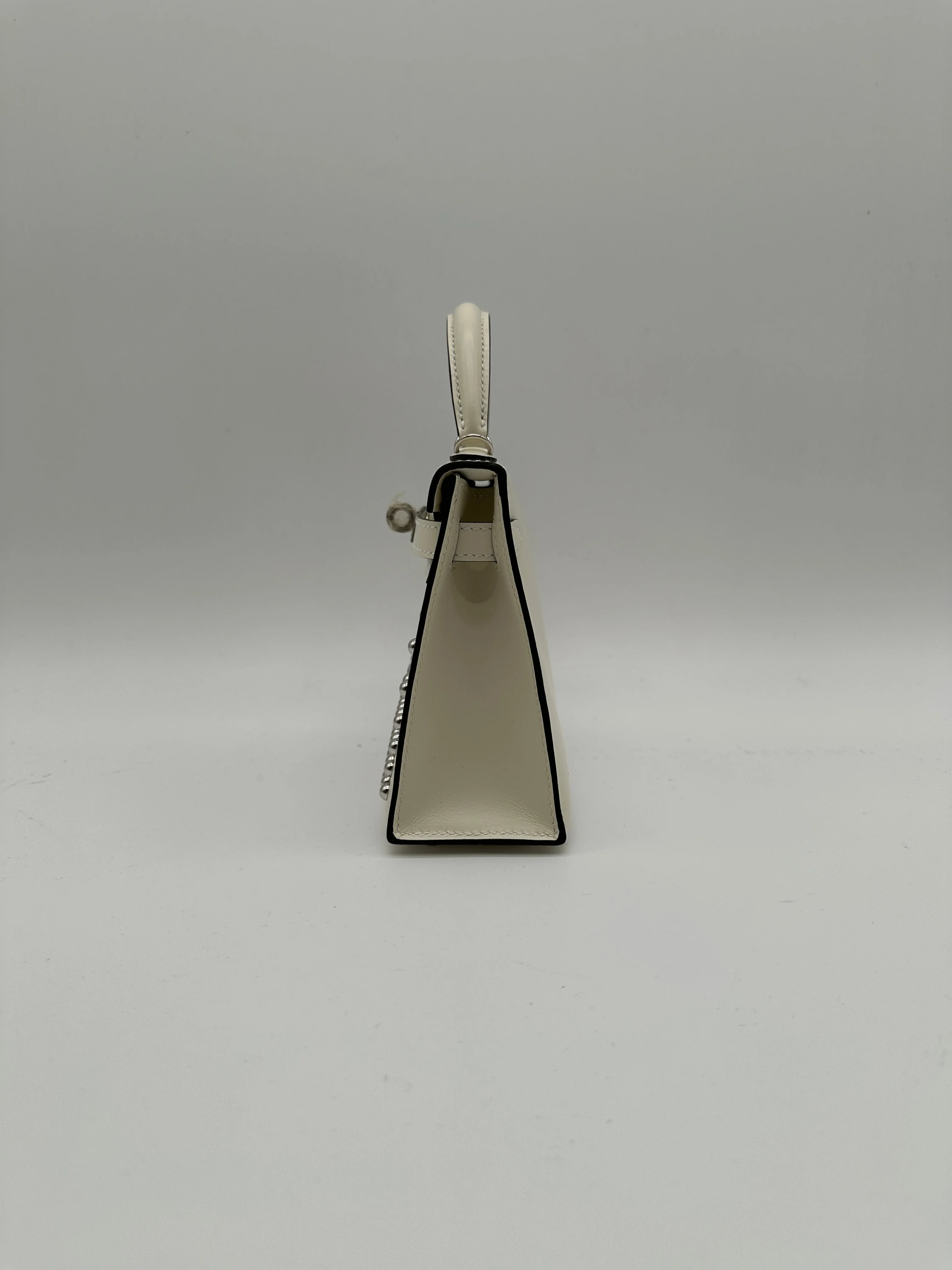 Hermès Mini Kelly Cloute Cream Palladium Hardware G