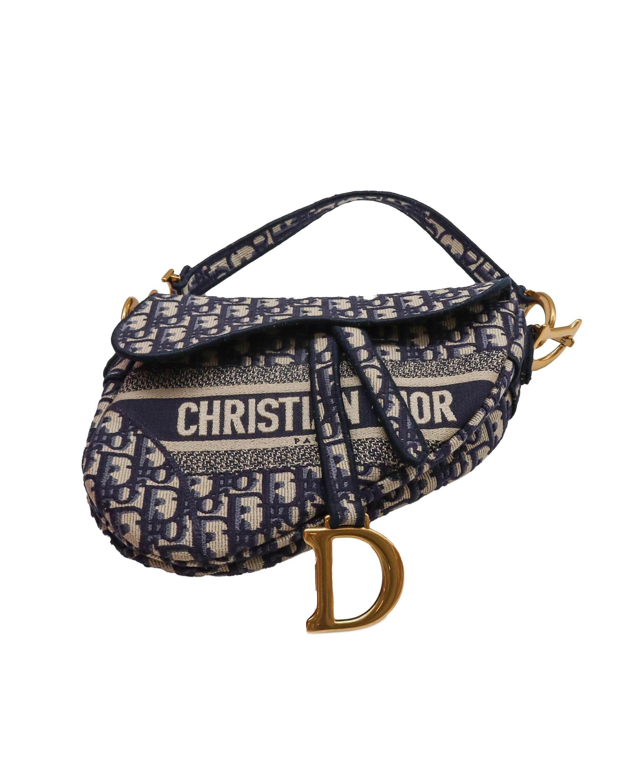 Christian Dior Saddle Bag Blue Oblique SYL1124