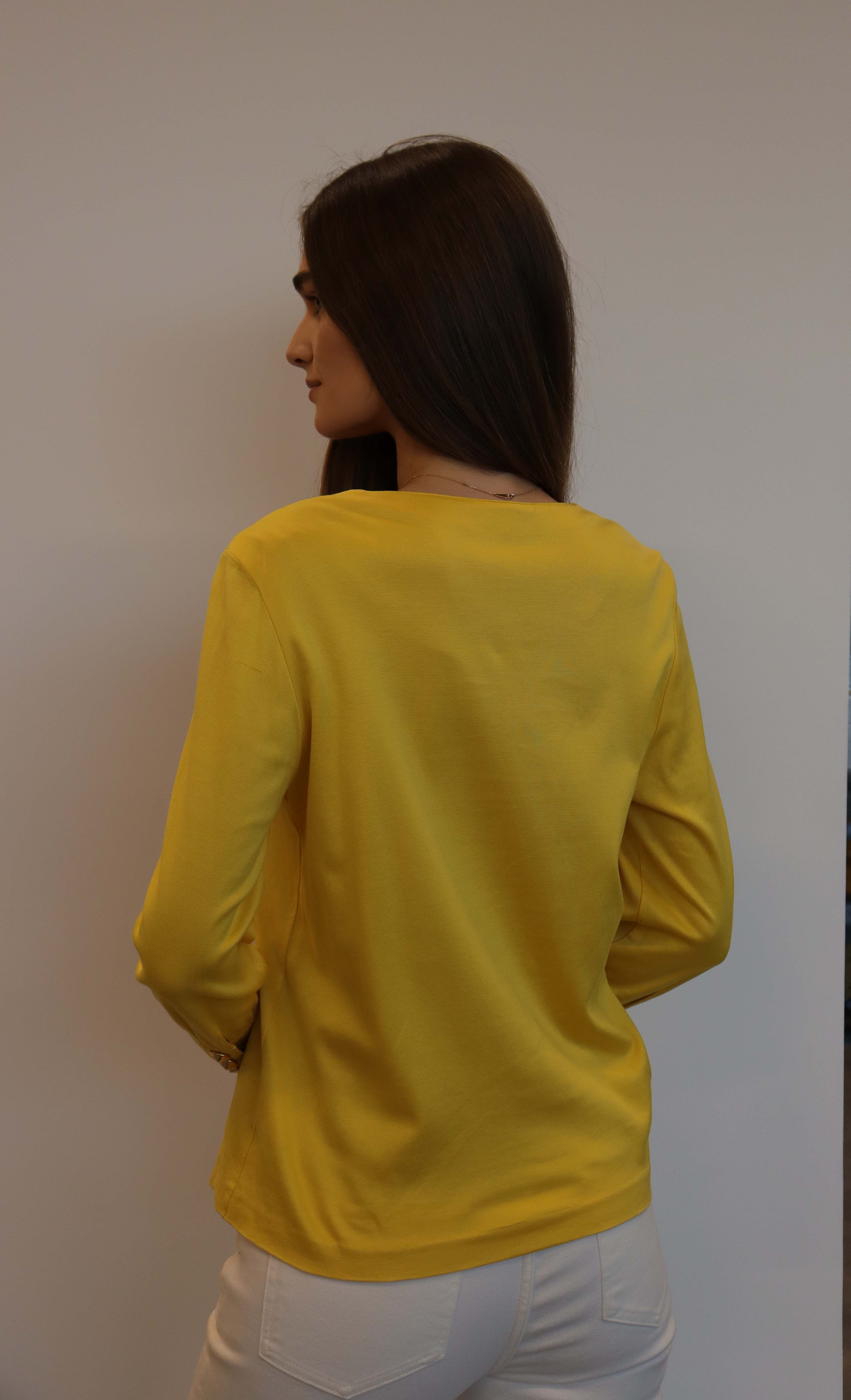 YSL Logo Button Cardigan yellow DXBS2045