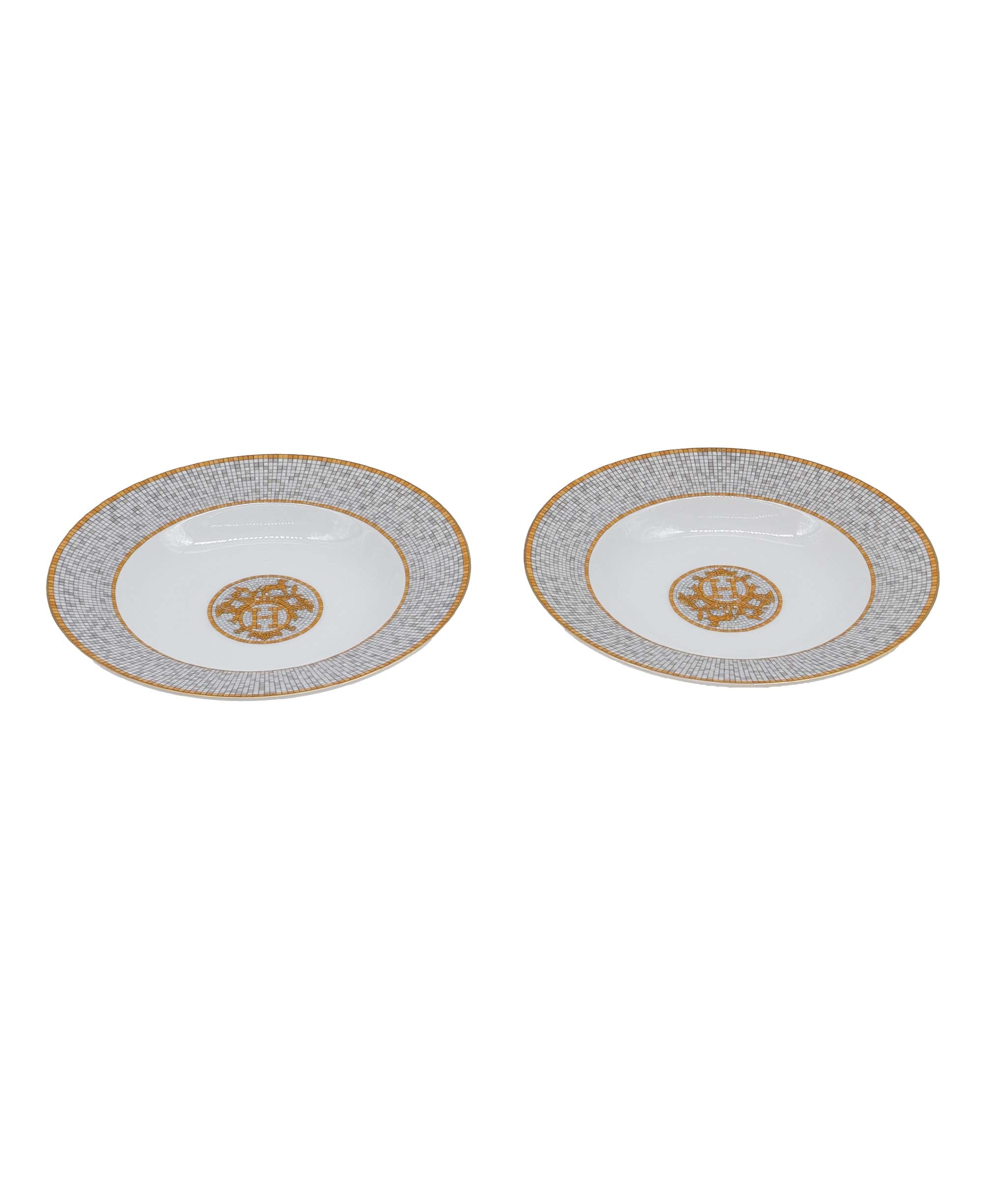 Hermes Mosaique Au Gold Soup Plate DXBS0735