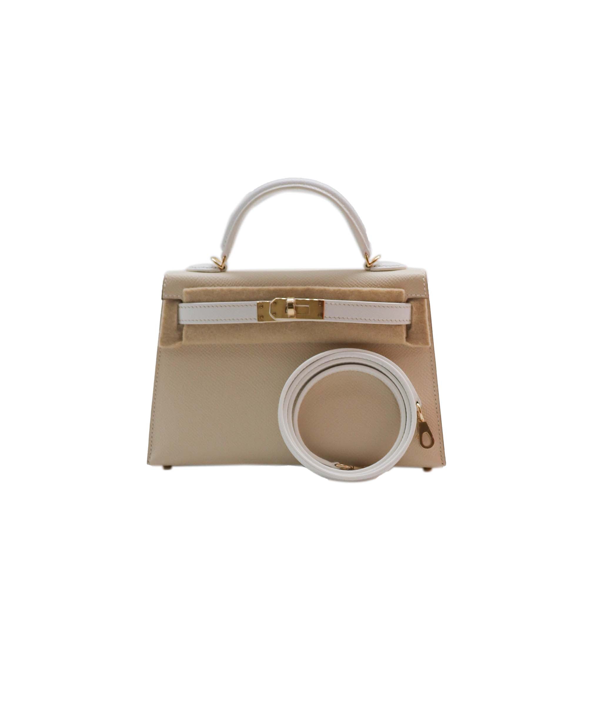 Hermes Kelly 20 HSS Craie / White Epsom Permabrass HW #Y SKC1696