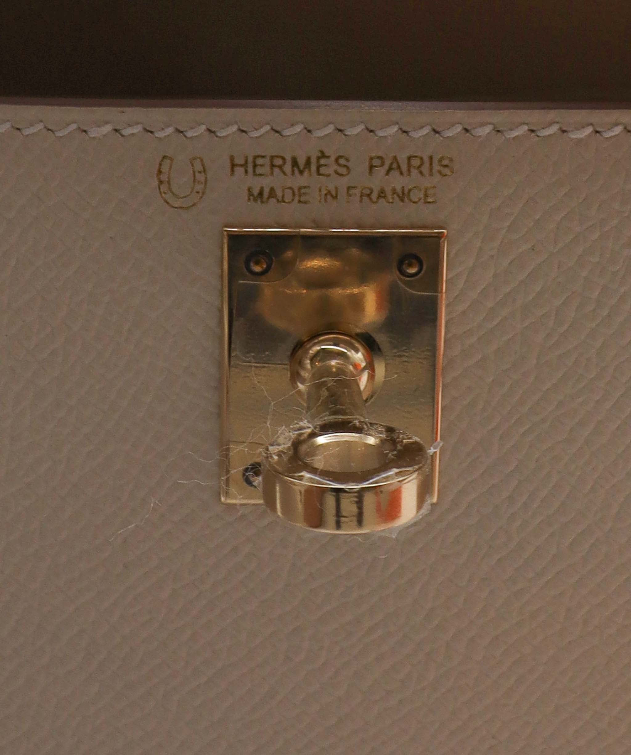 Hermes Kelly 20 HSS Craie / White Epsom Permabrass HW #Y SKC1696