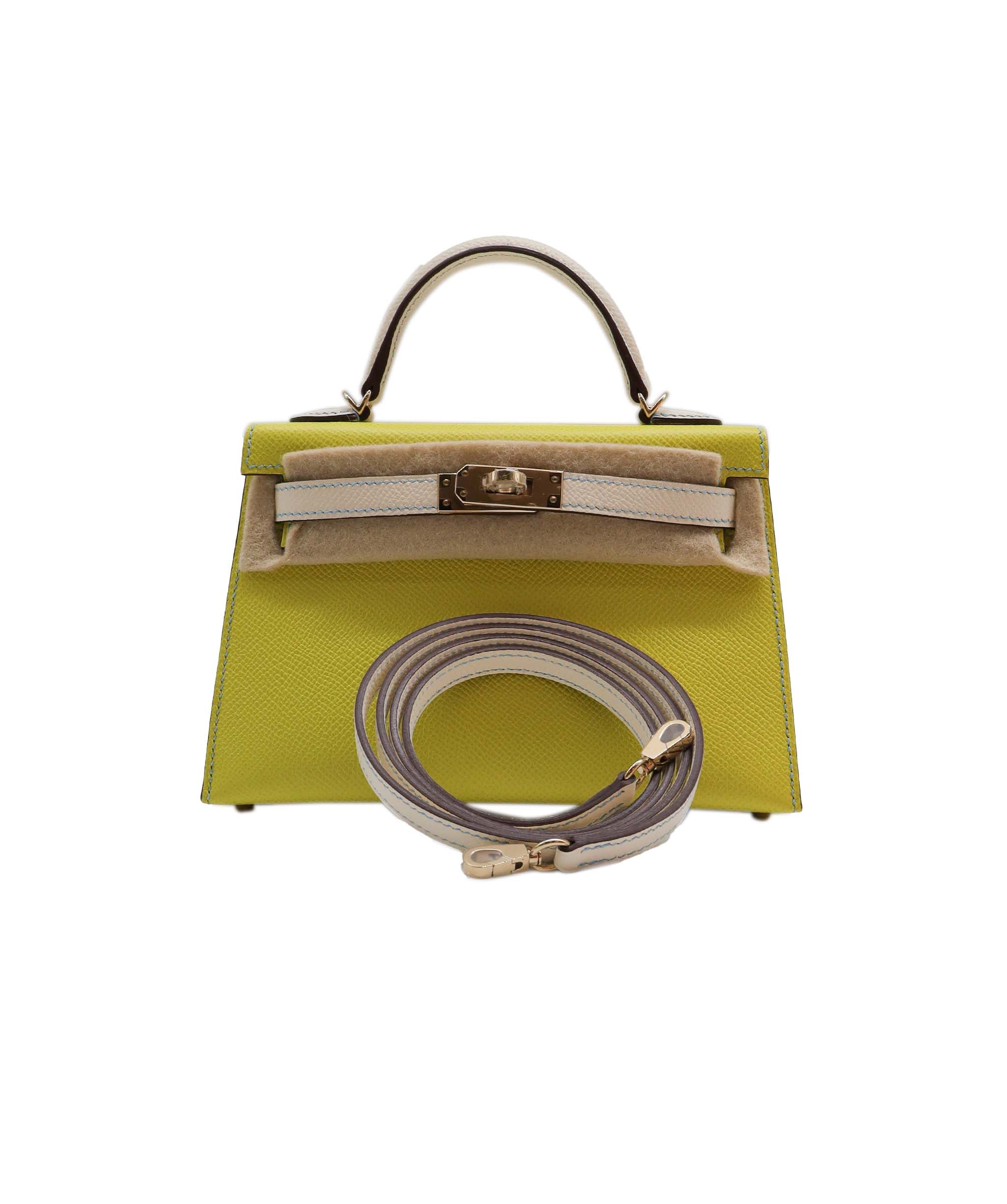 Hermes Kelly 20 HSS Lime / Nata Epsom Permabrass HW #U SKC1695