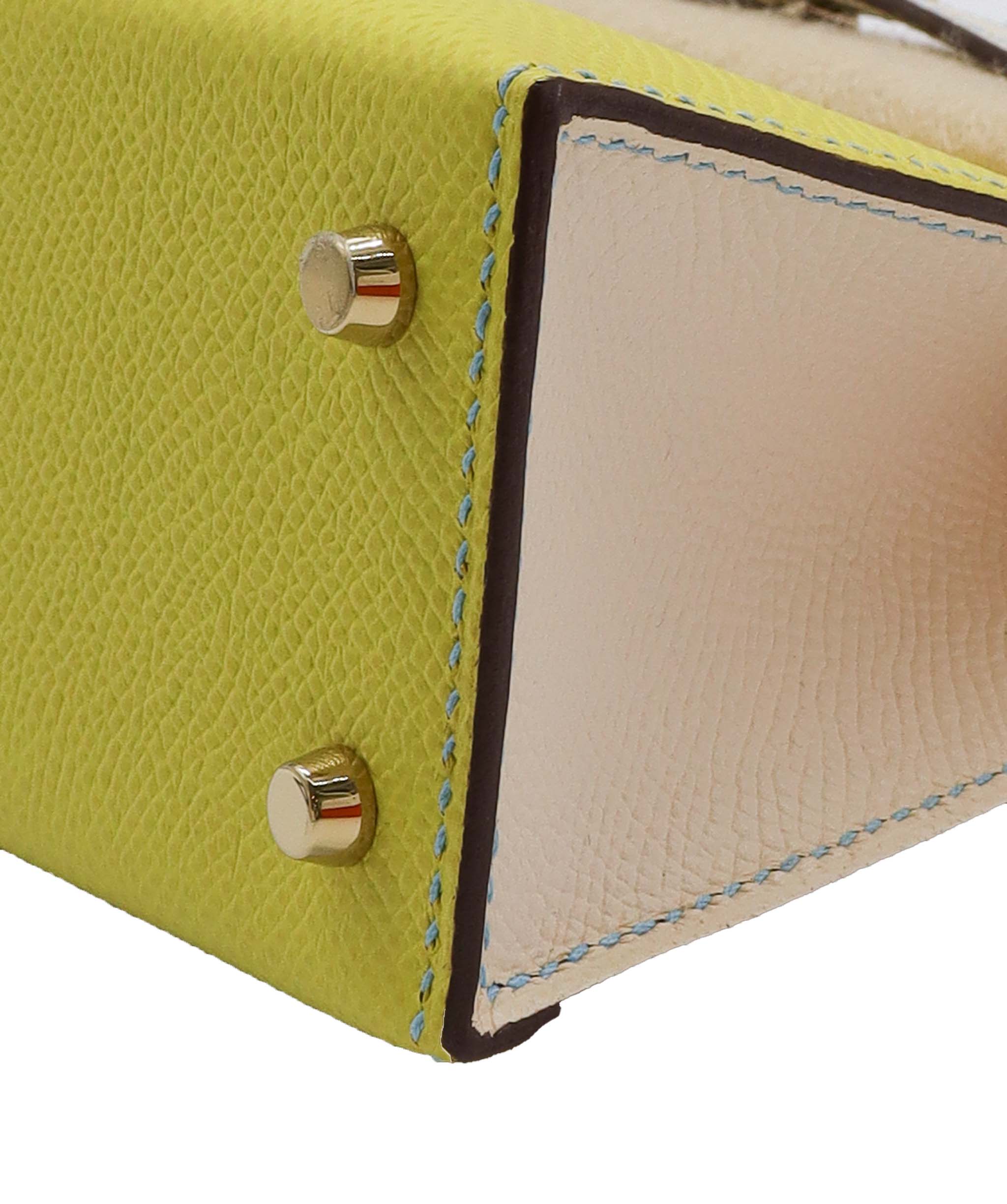 Hermes Kelly 20 HSS Lime / Nata Epsom Permabrass HW #U SKC1695